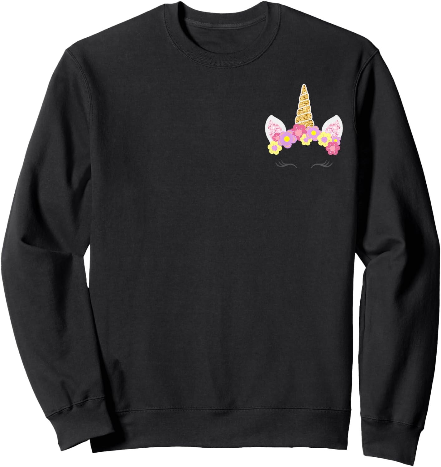 Unicorn Pocket Adorable Unicorns Girls Sweatshirt - Sweatshirt | Black