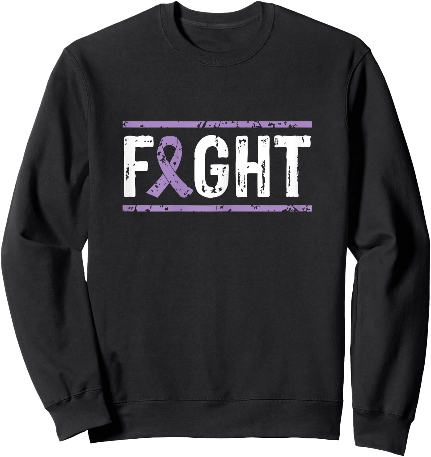 Vulvar Cancer Awareness Fight Cancer Purple Ribbon Sweatshirt - Sweatshirt | Black