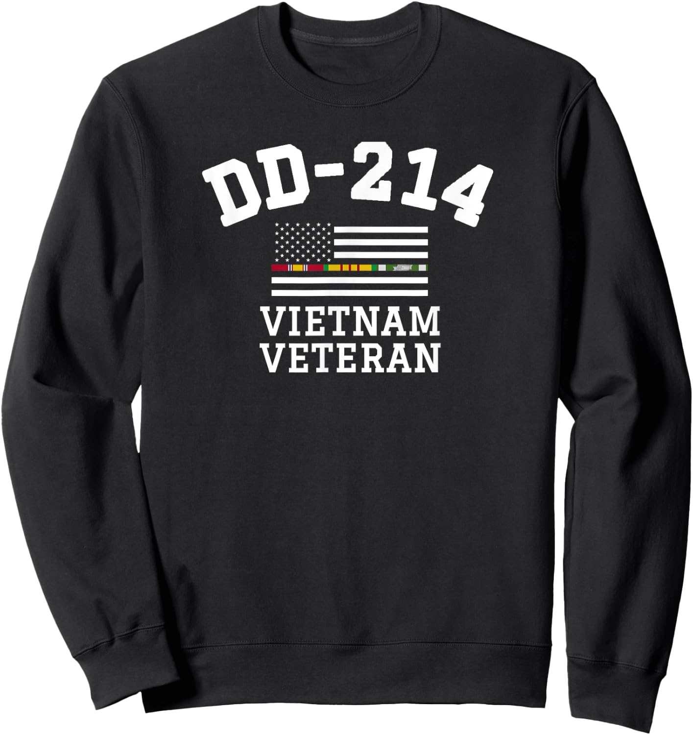 DD-214 Alumni Vietnam Veteran Thin Line Flag Sweatshirt - Sweatshirt | Black