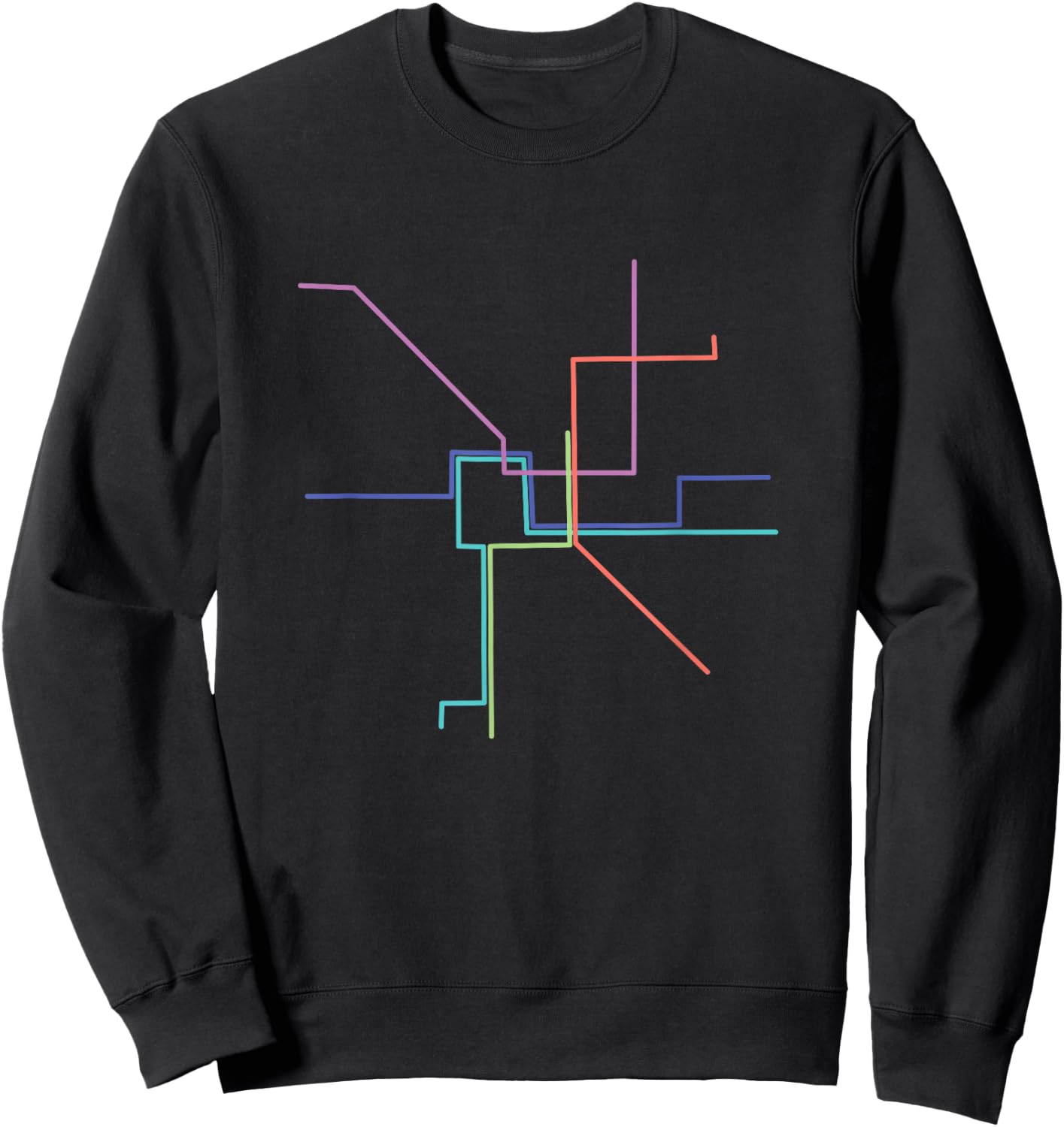 Minimalist Washington DC City Underground Metro Map Sweatshirt - Sweatshirt | Black