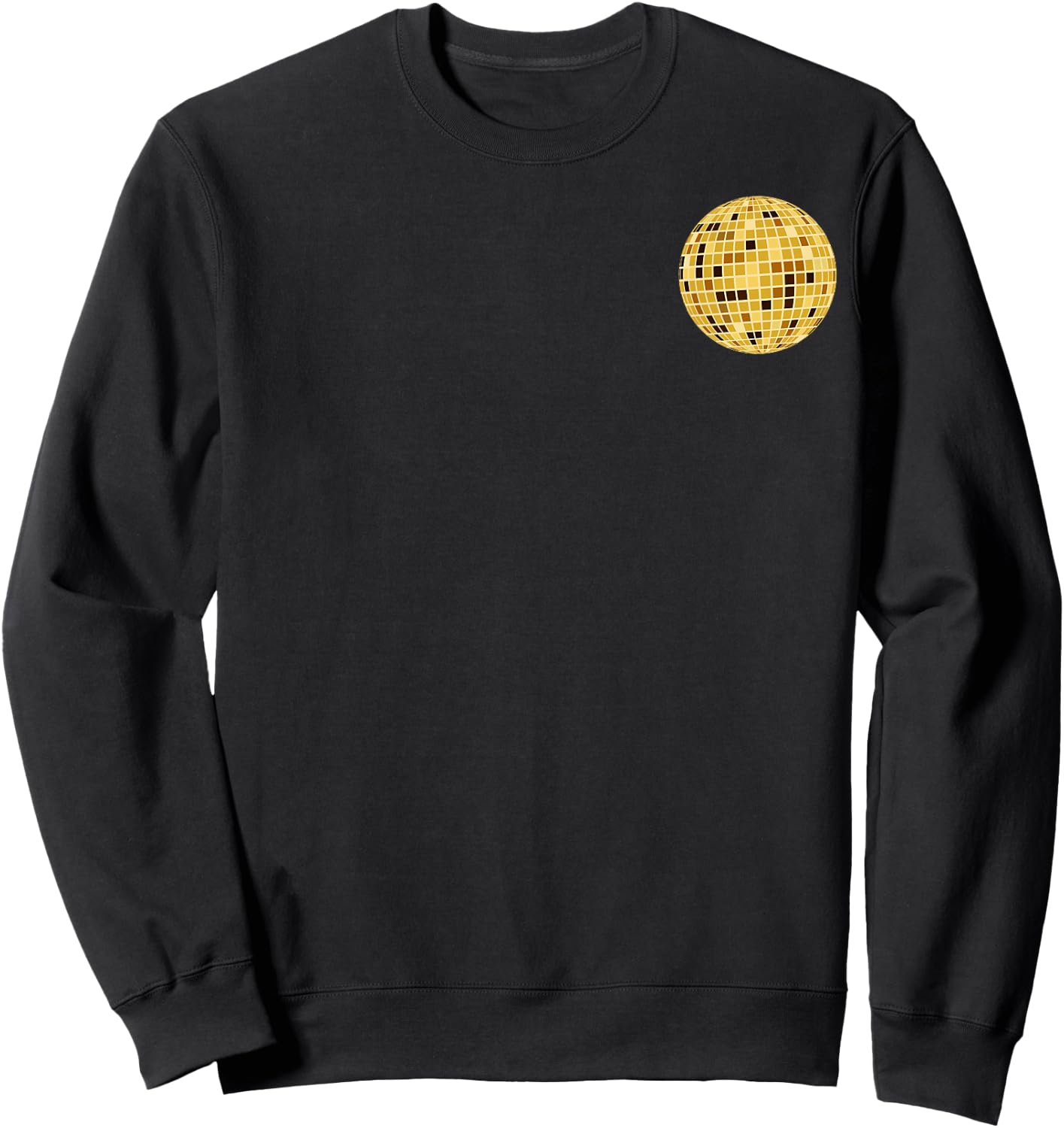 Golden Disco Mirror Ball Retro 70s 80's Pocket Print Sweatshirt - Sweatshirt | Black