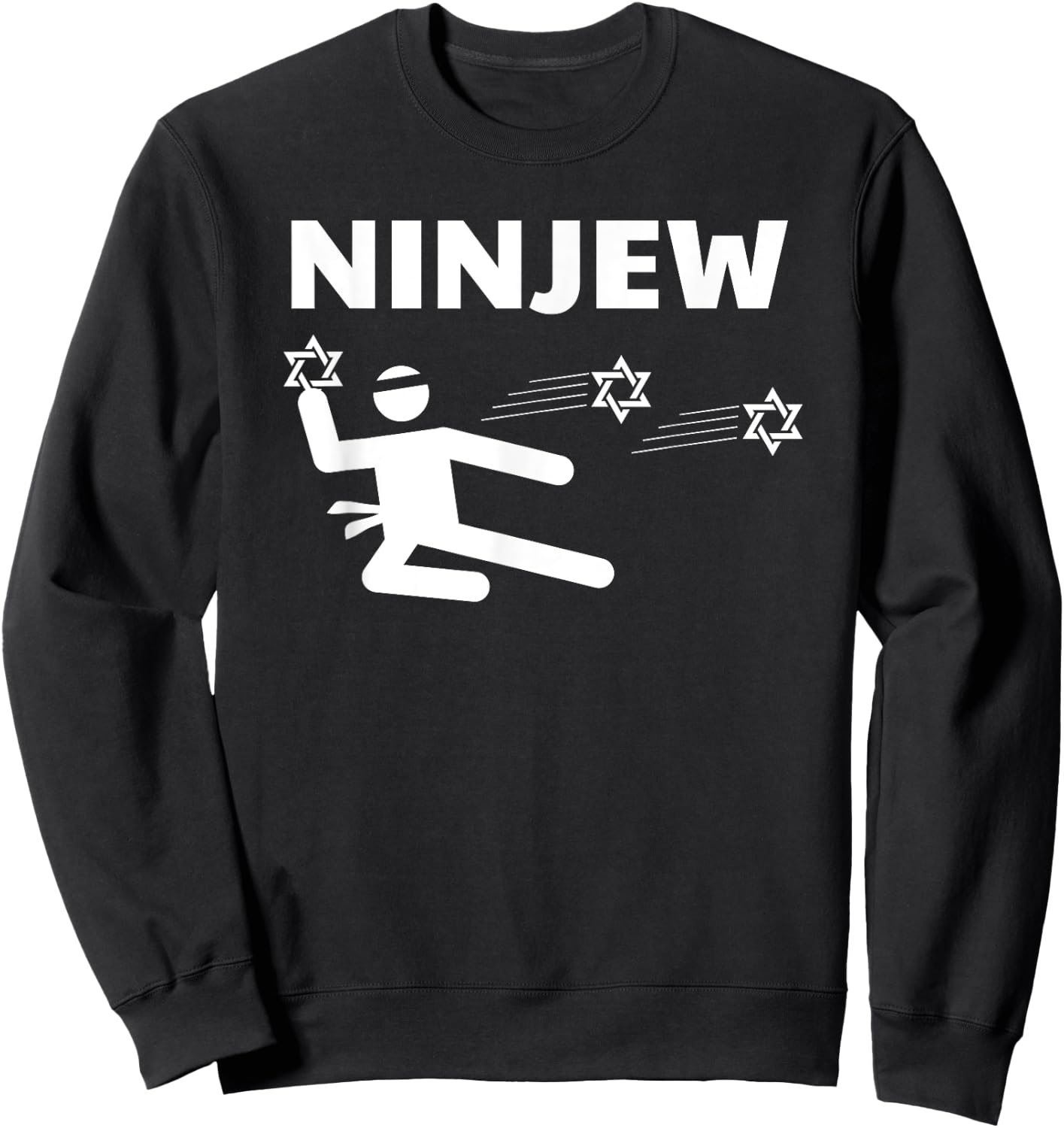 Ninjew Funny Star of David Jewish Ninja Sweatshirt - Sweatshirt | Black
