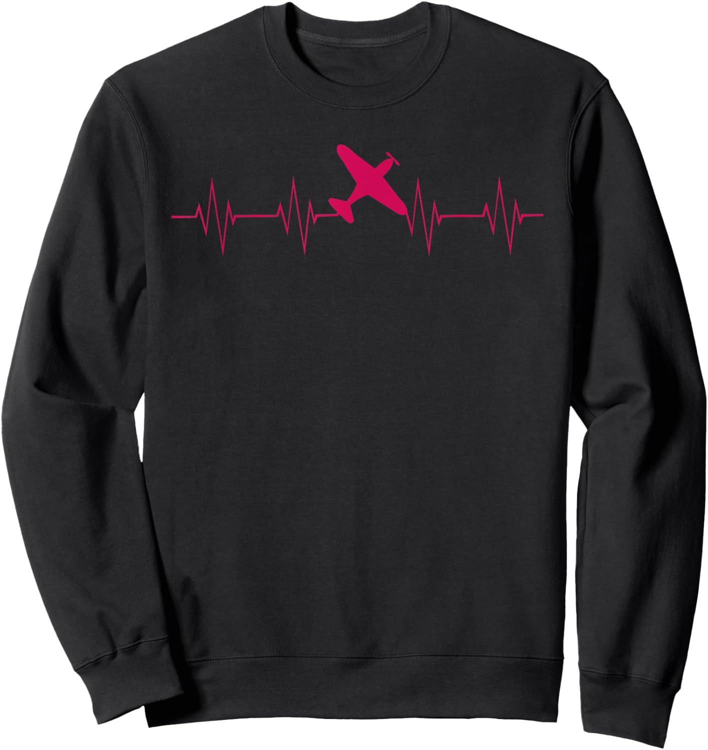 Pilot Airplane heartbeat Sweatshirt - Sweatshirt | Black