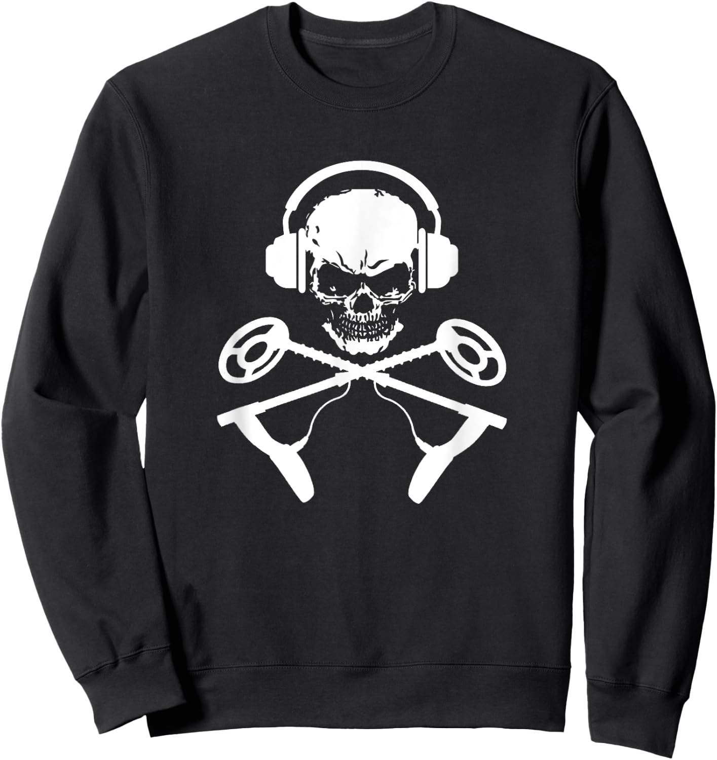 Skull And Metal Detector Cross Bones Metal Detecting Sweatshirt - Sweatshirt | Black