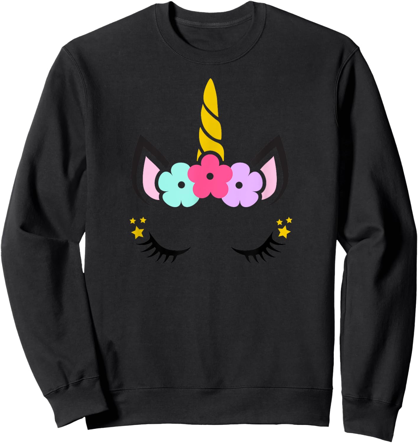 Unicorn Face Birthday Sweatshirt - Sweatshirt | Black