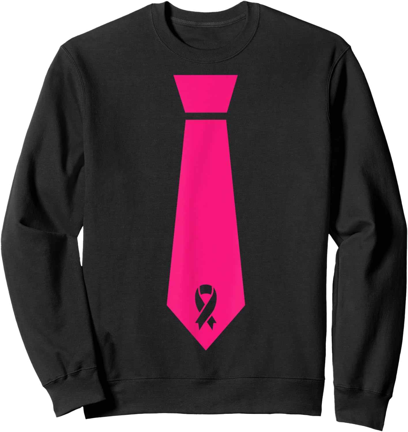 Pink Ribbon Tie Breast Cancer Awareness Sweatshirt - Sweatshirt | Black