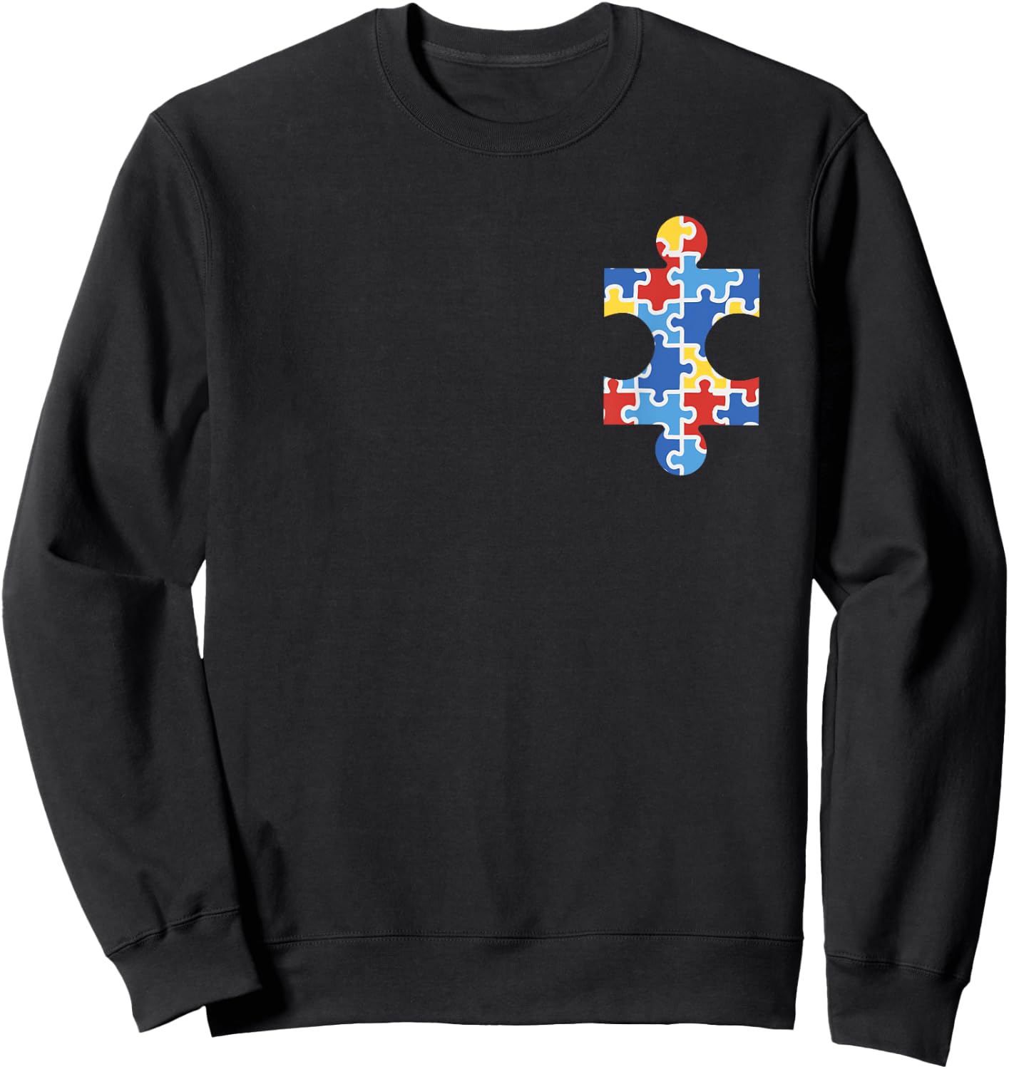 Autism Awareness Puzzle Piece Pocket Shirt Autistic Gift Sweatshirt - Sweatshirt | Black