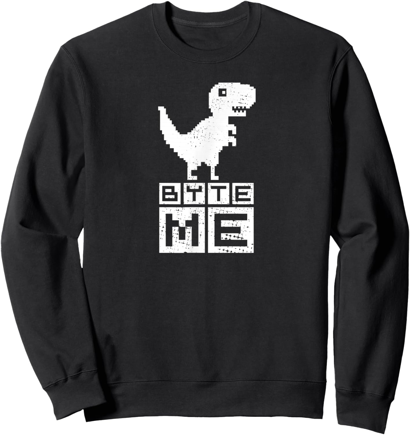 Byte Me Cute Pixel Dinosaur for Coding Geeks Sweatshirt - Sweatshirt | Black
