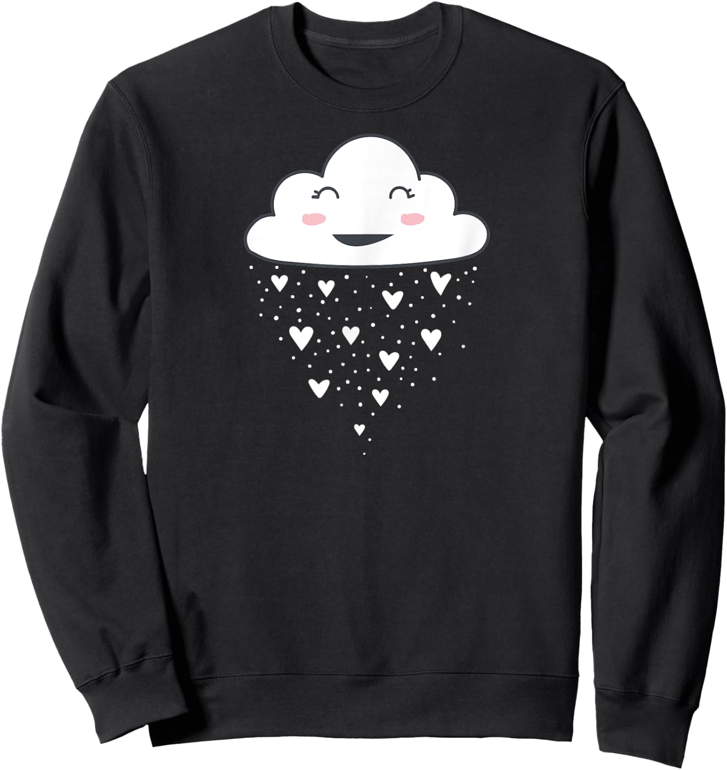 Awesome Funny White Cloud Rain Raindrop Hearts Print Sweatshirt - Sweatshirt | Black