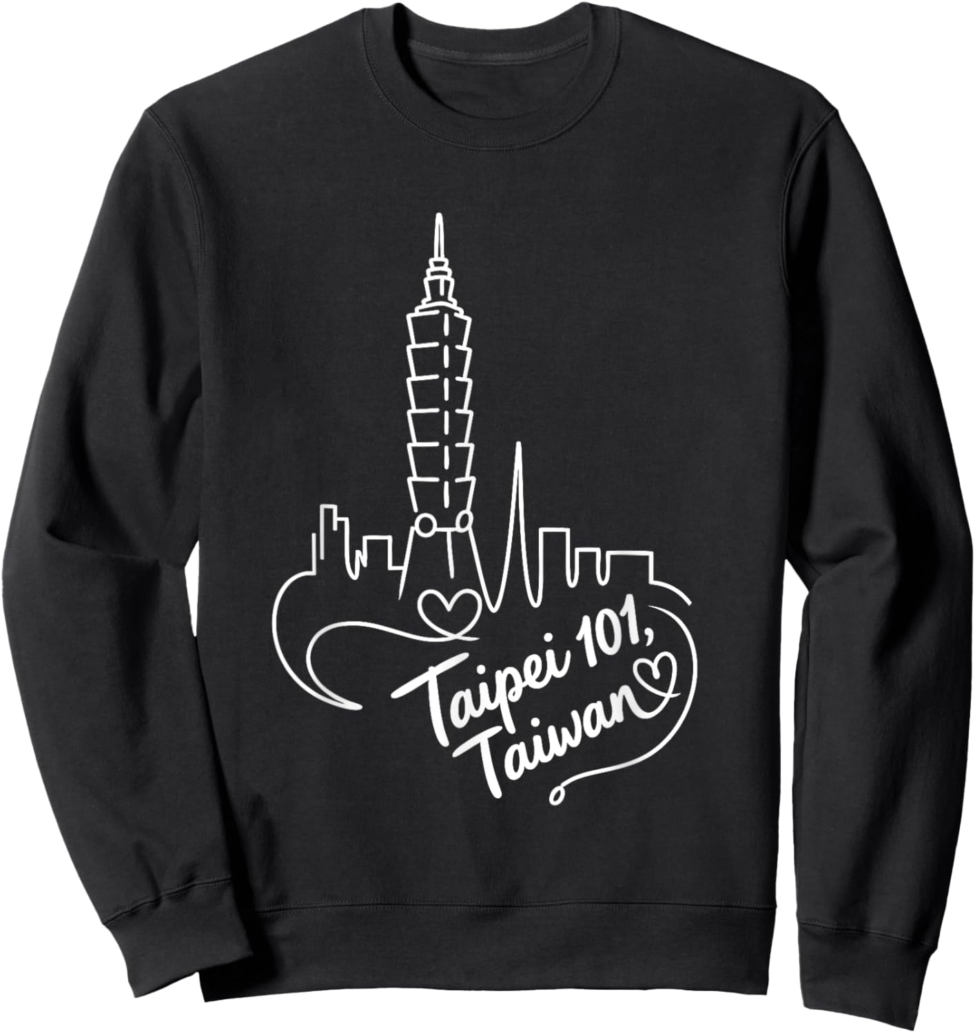 Taipei 101, Taiwan Romantic Signature Heart Art Souvenir Sweatshirt - Sweatshirt | Black