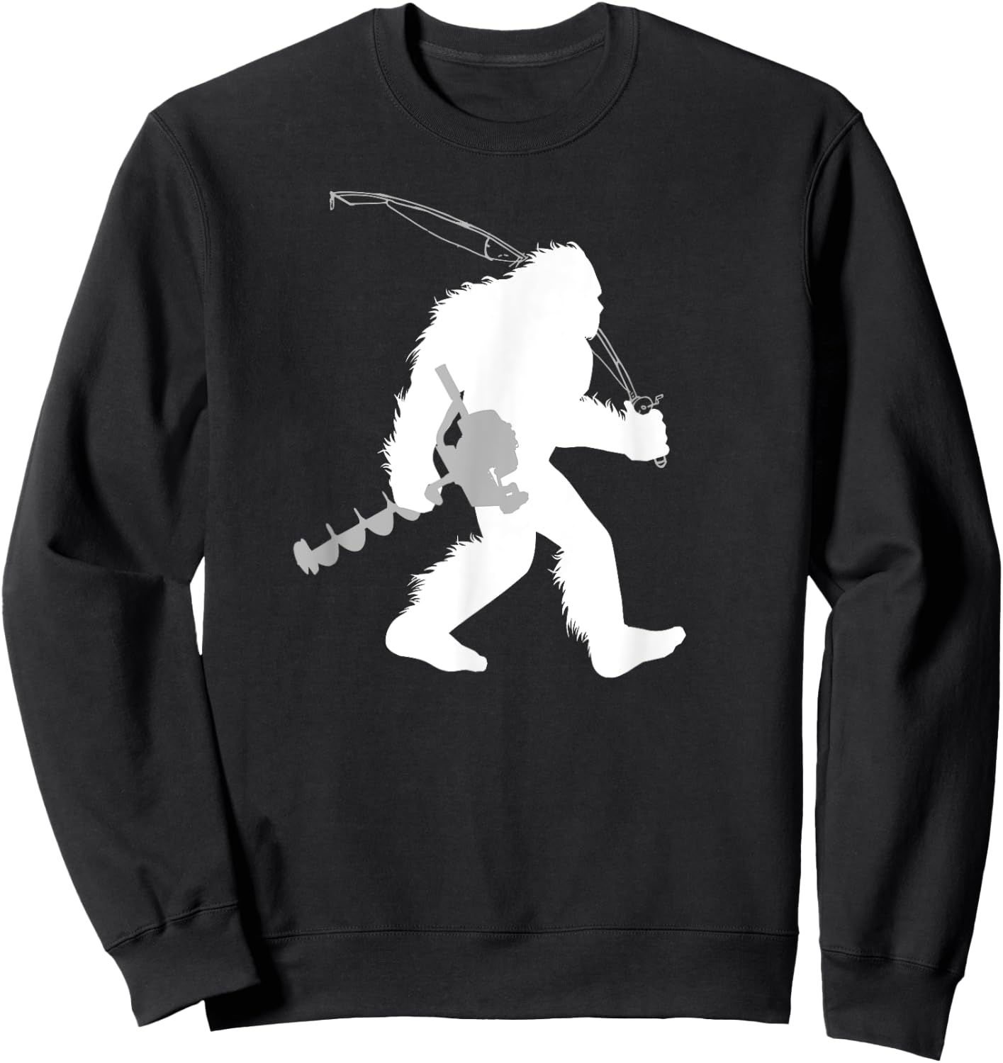 Yeti Bigfoot Ice Fishing , Black, Small, Men's, Short Sleeve, Classic Fit, Casual Classic, Fish Theme, Fishing Occasion Sweatshirt - Sweatshirt | Black