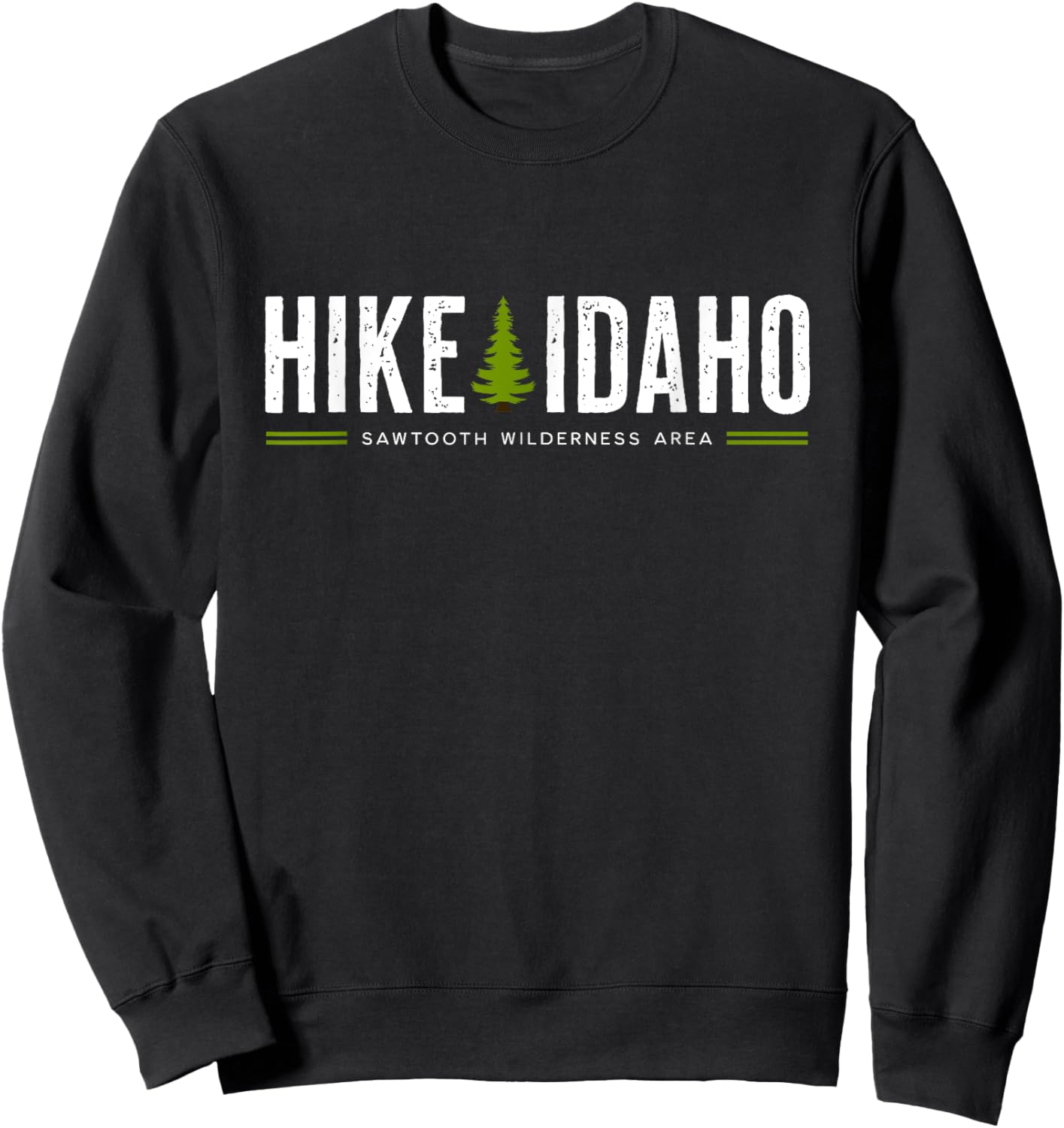 Idaho ID Sawtooth Wilderness Area Hike Tree Retro Graphic Sweatshirt - Sweatshirt | Black