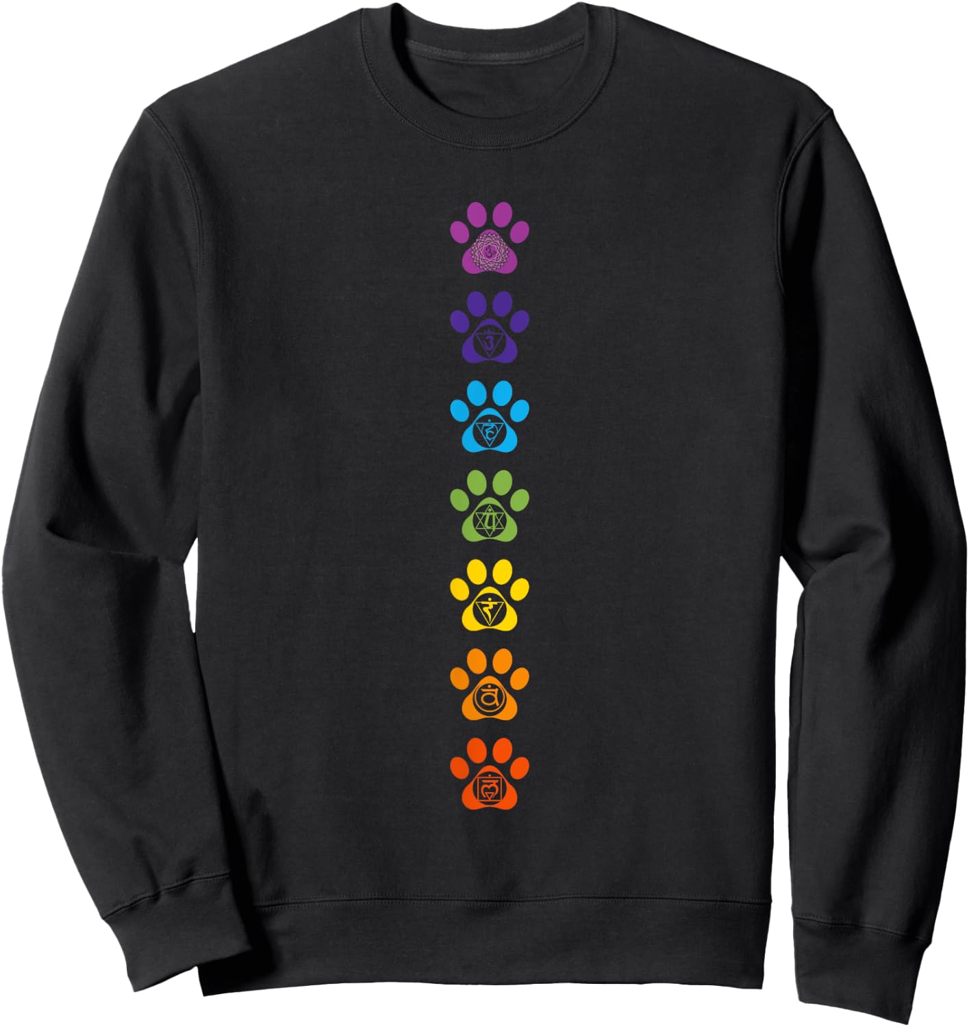 7 Chakras Puppy Paw Print Cute High Vibe Conscious Sweatshirt - Sweatshirt | Black