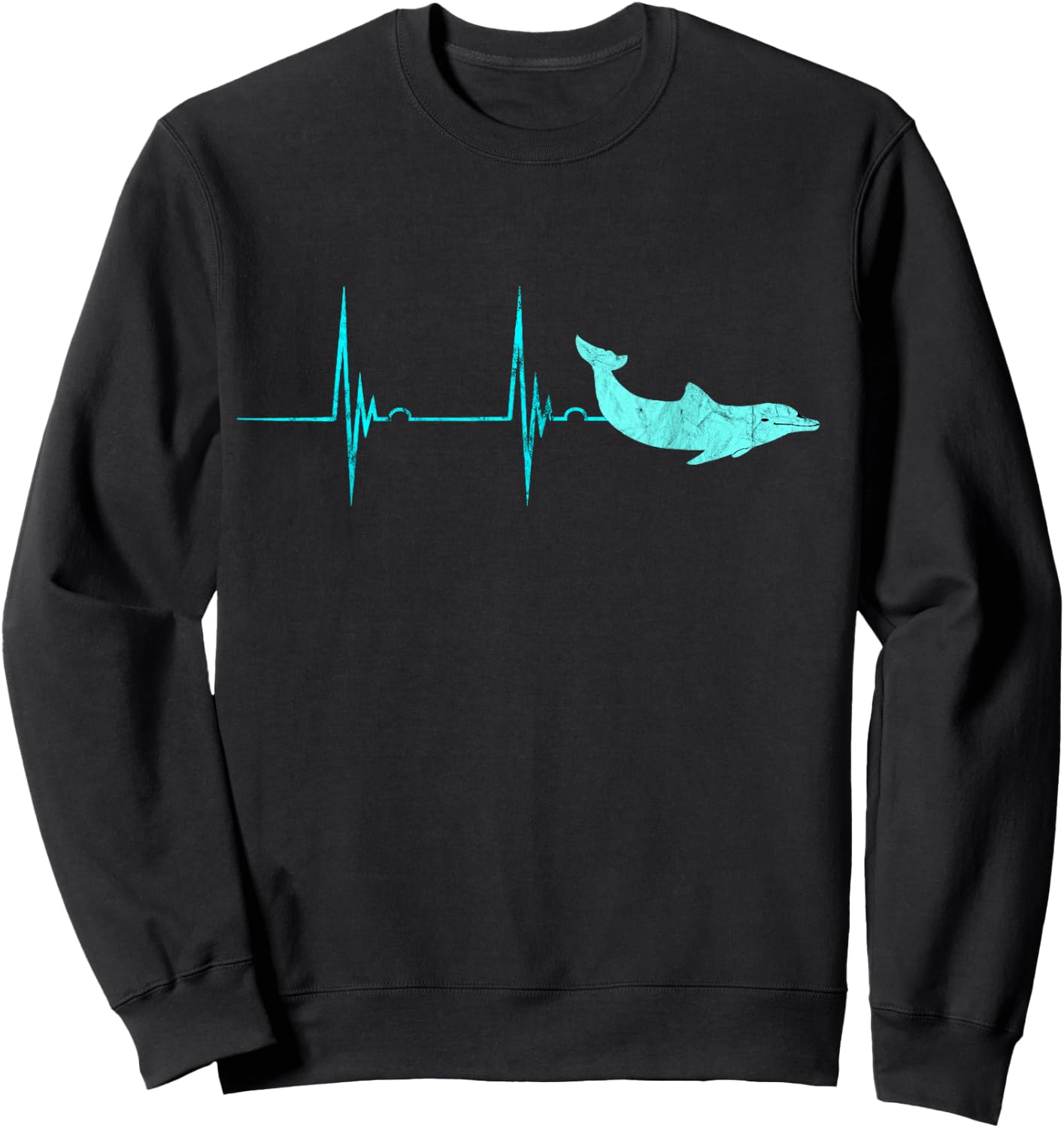 Bottlenose Dolphin Heartbeat Mammals EKG Pulse Ocean Sweatshirt - Sweatshirt | Black