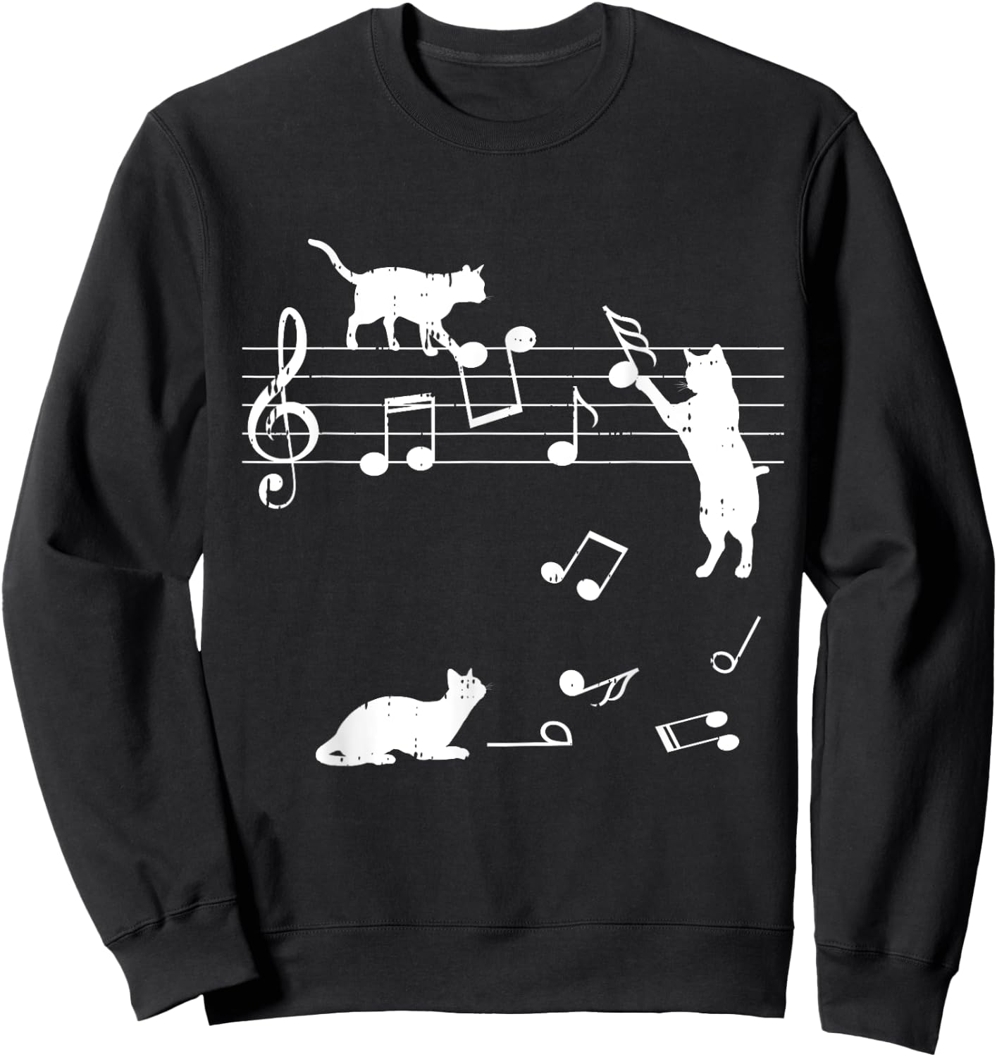 Cats Musical Notes Funny Music Lover Outfit Gift Sweatshirt - Sweatshirt | Black