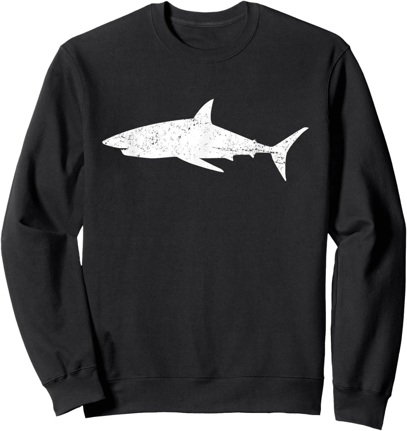 Vintage Distressed Style Mako Shark Sweatshirt - Sweatshirt | Black