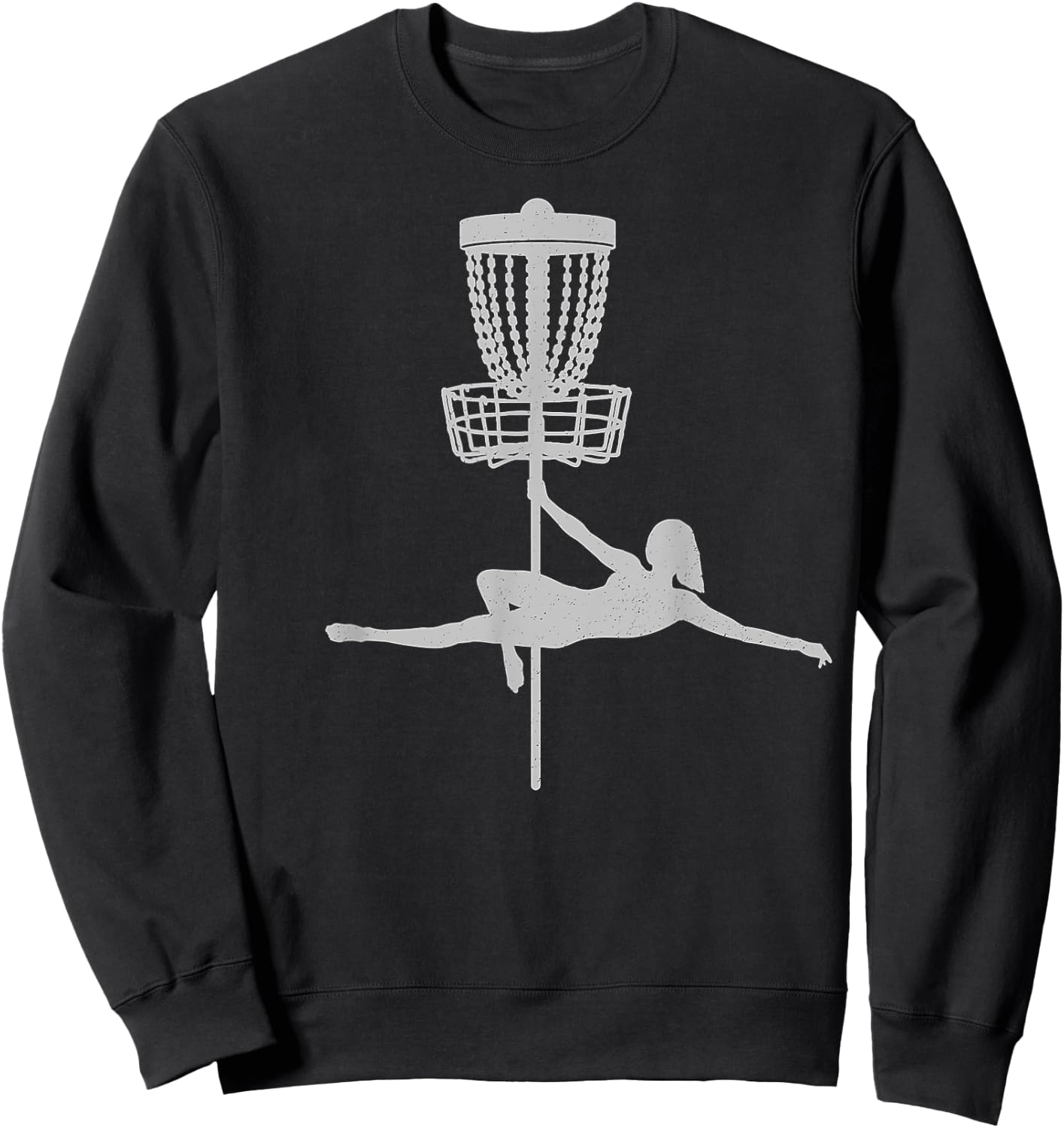 Disc Golfer Pole Dancer Shirt Funny Vintage Disc Golfing Sweatshirt - Sweatshirt | Black