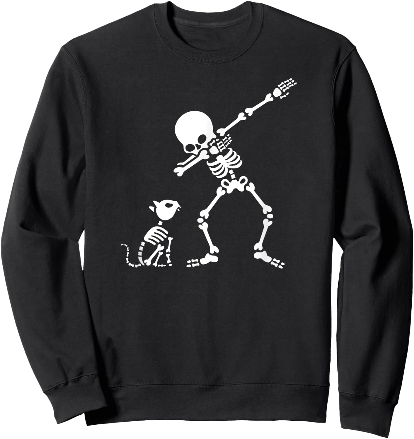 Dab dabbing pet cat skeleton bones skull Halloween Sweatshirt - Sweatshirt | Black