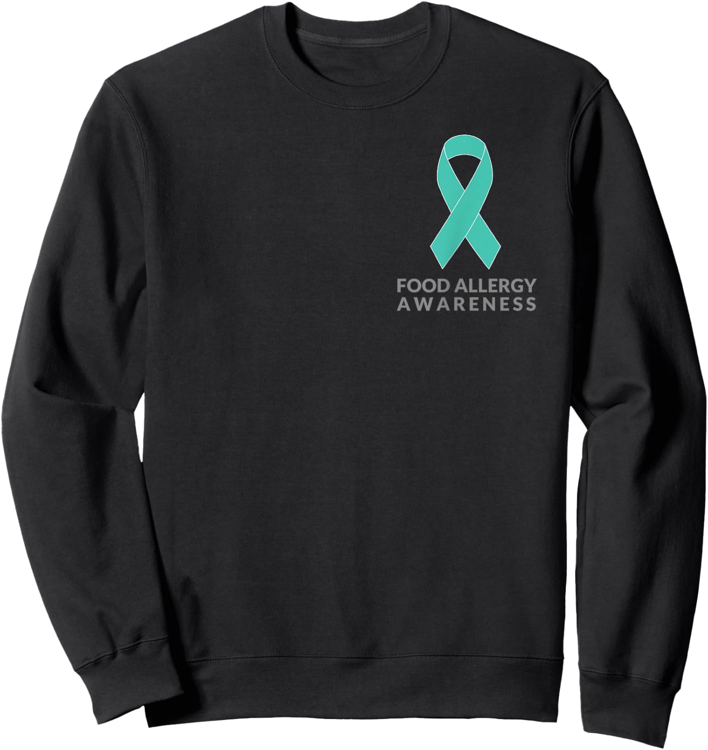 Teal Ribbon Minimalist Shirt Food Allergy Awareness Sweatshirt - Sweatshirt | Black