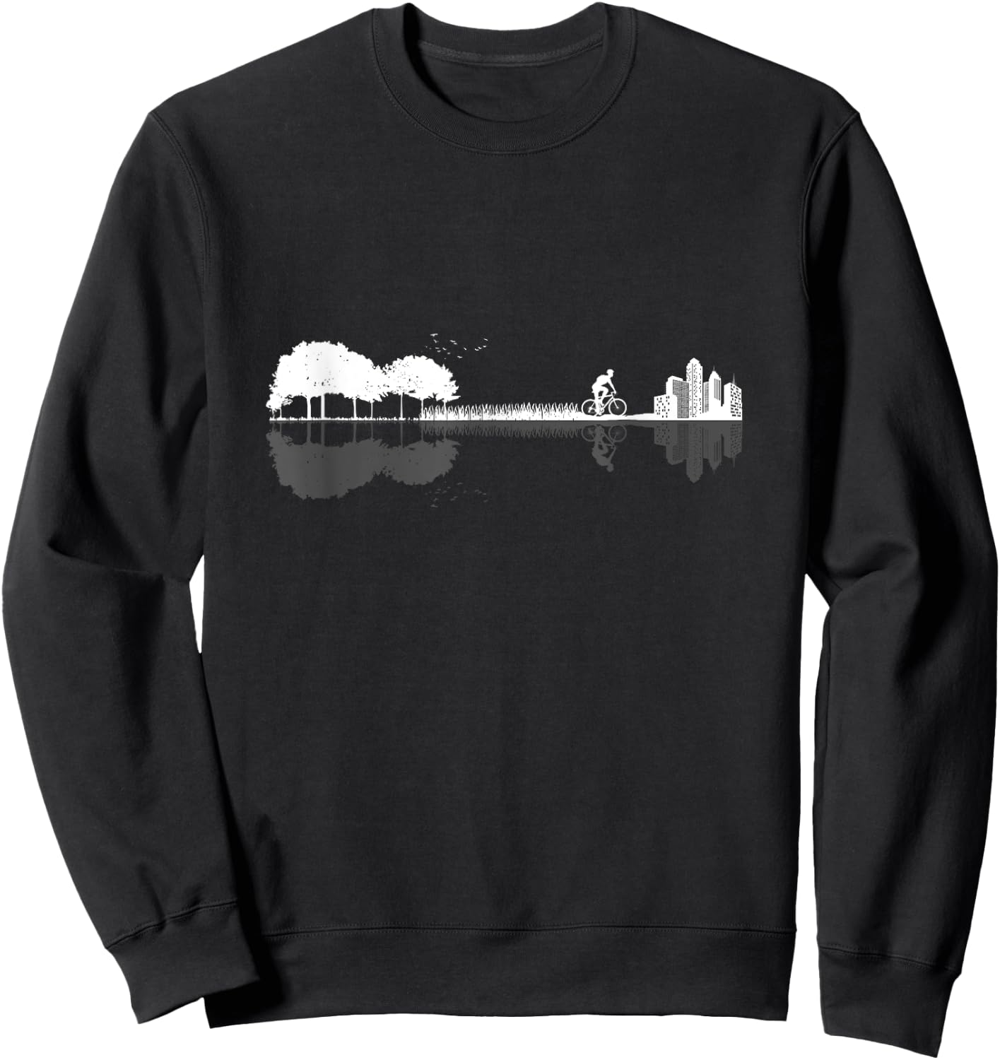 Bicycle Rider Guitar Silhouette Gift Sweatshirt - Sweatshirt | Black
