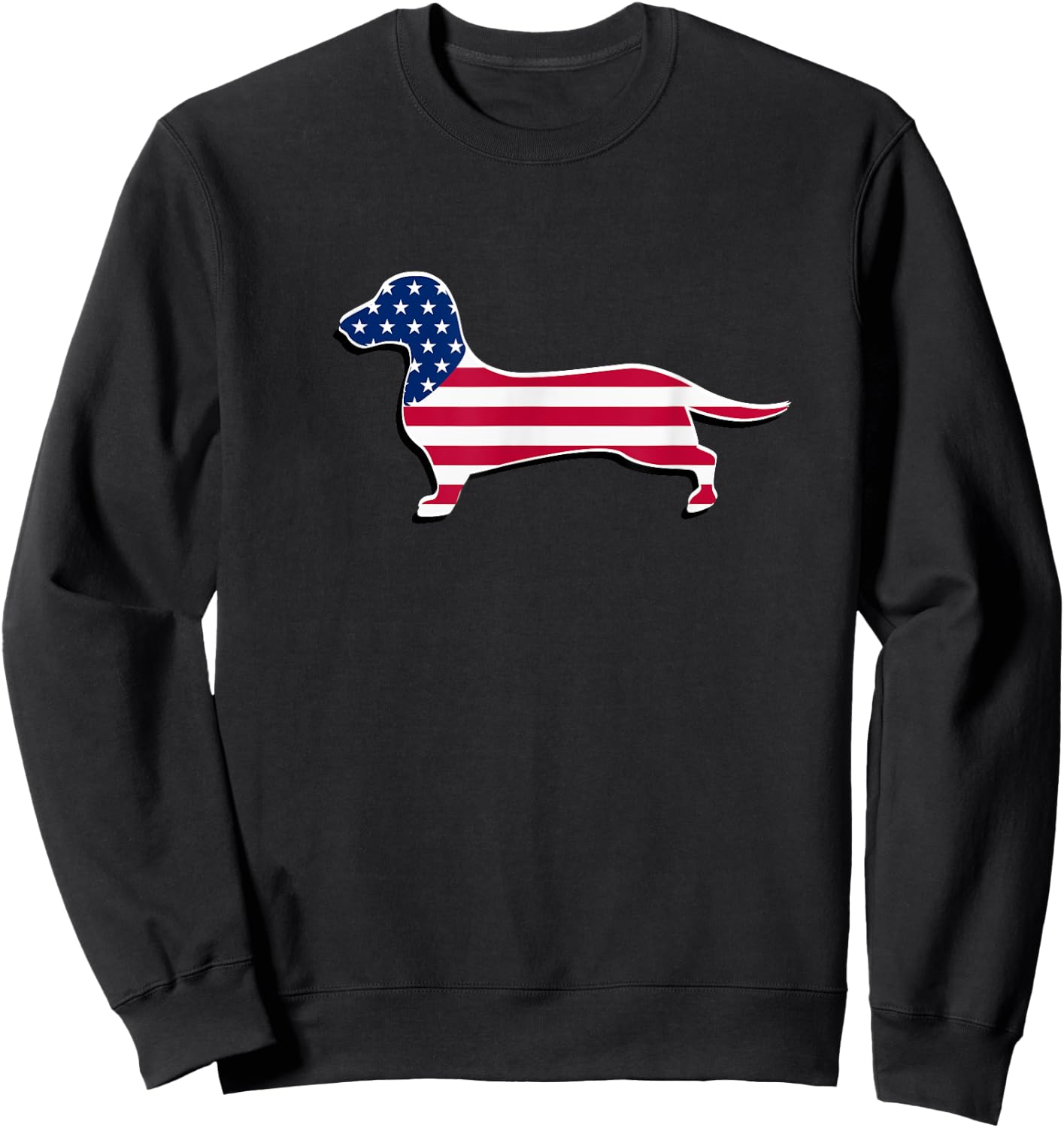 Dachshund Dog - American USA Flag Patriotic 4th Of July Sweatshirt - Sweatshirt | Black