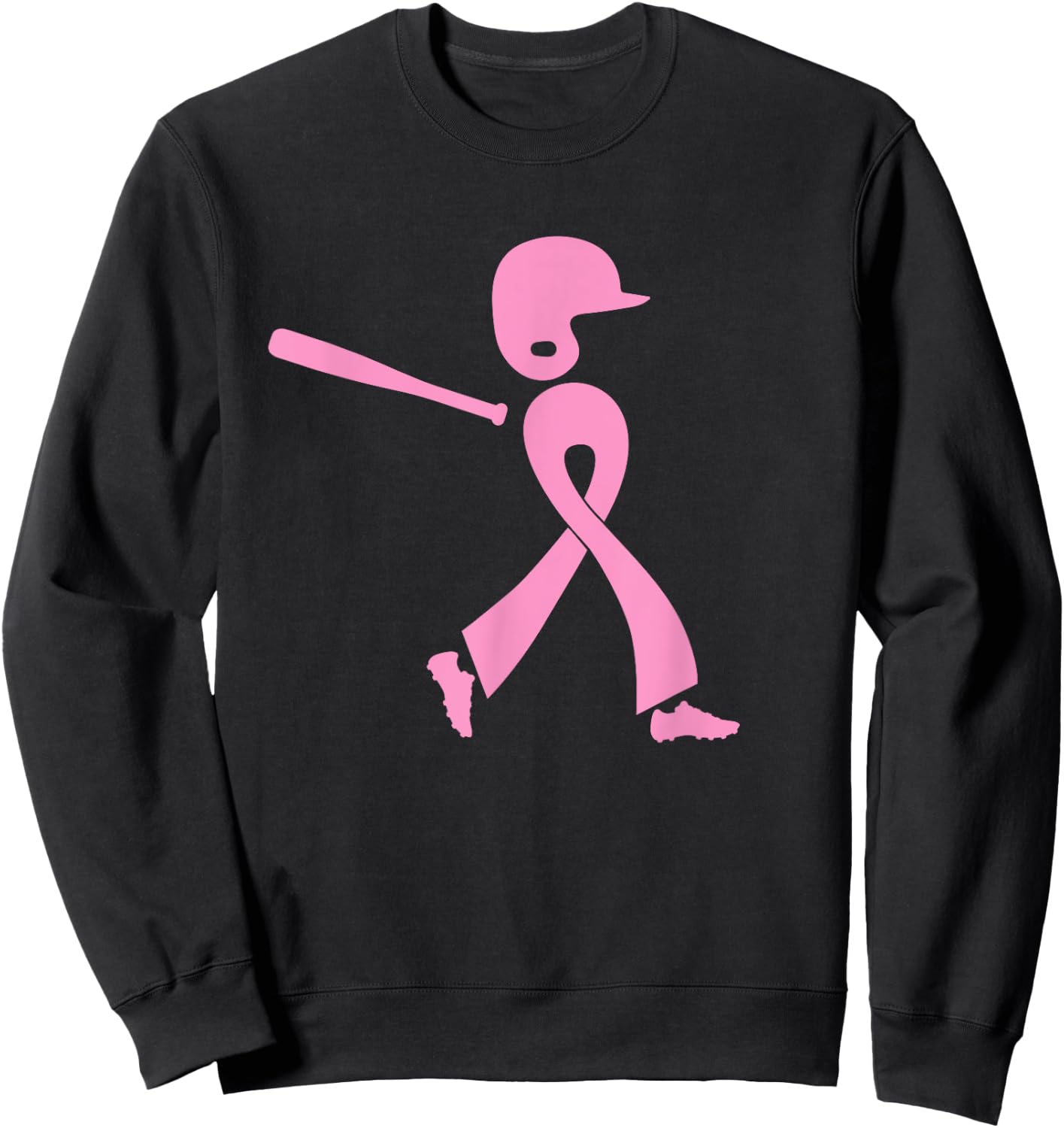 Strike Out Breast Cancer Awareness Pink Ribbon Baseball Sweatshirt - Sweatshirt | Black