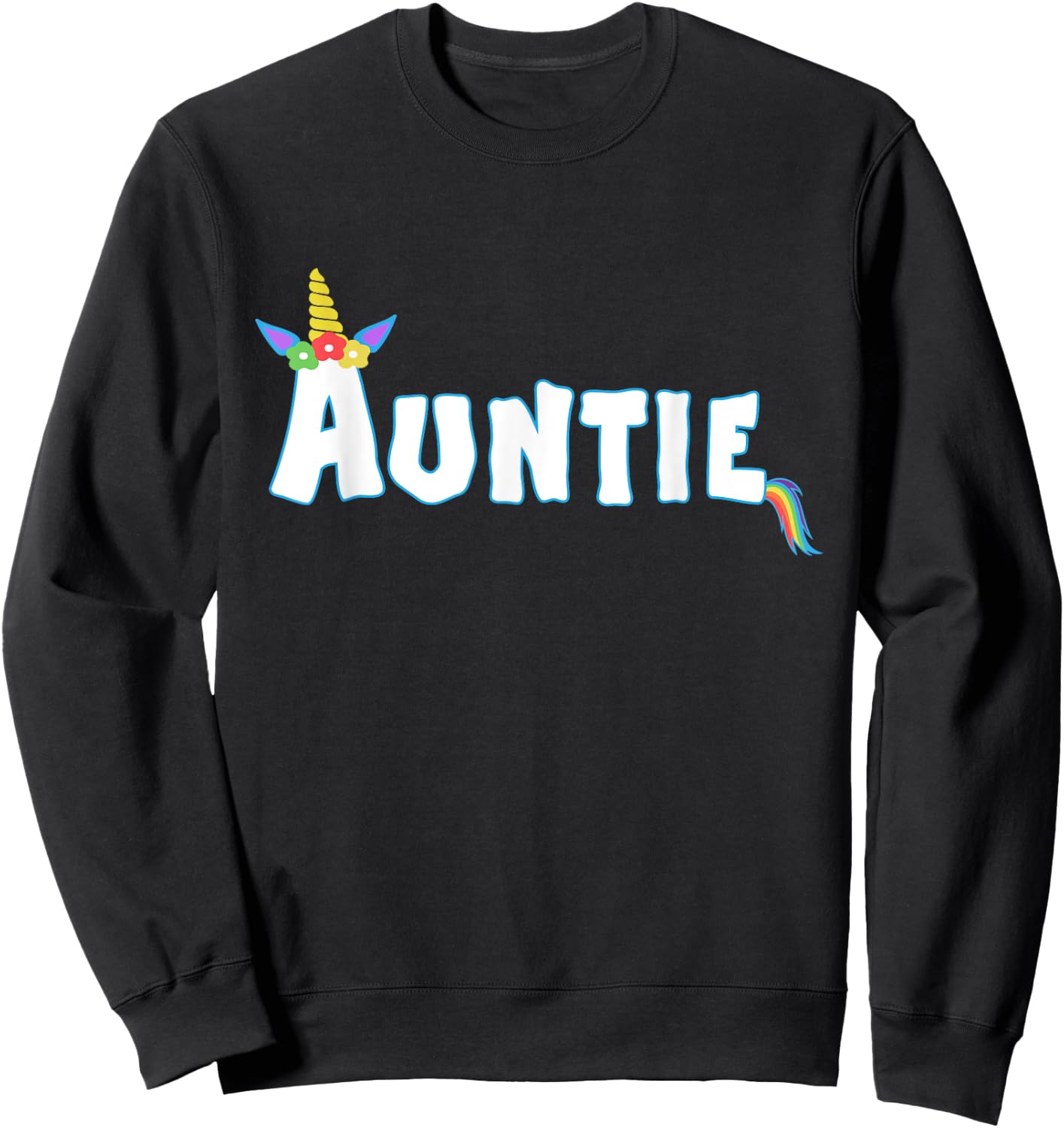 Unicorn Birthday Girl Funny Auntie Aunt Family Matching Sweatshirt - Sweatshirt | Black