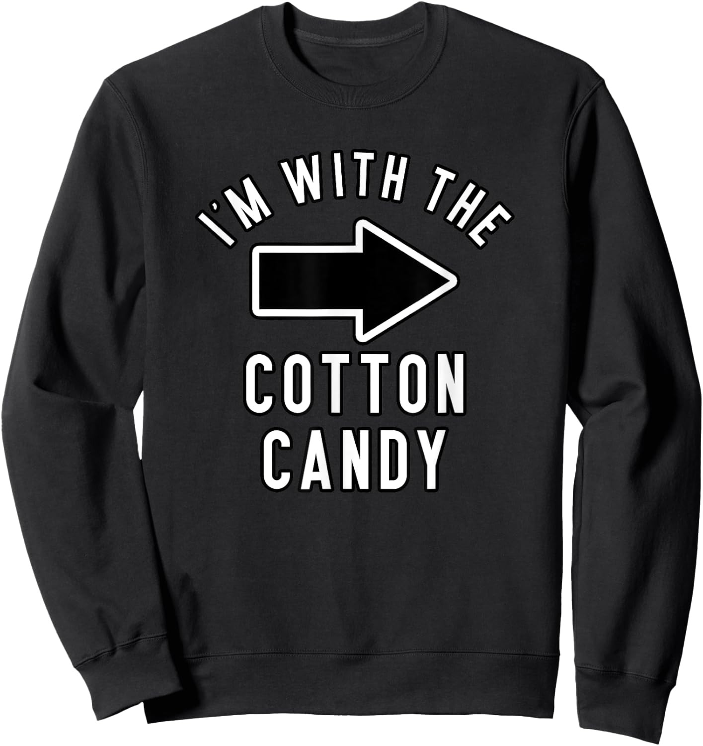 Couples Halloween Costume Shirts I'm With The Cotton Candy Sweatshirt - Sweatshirt | Black