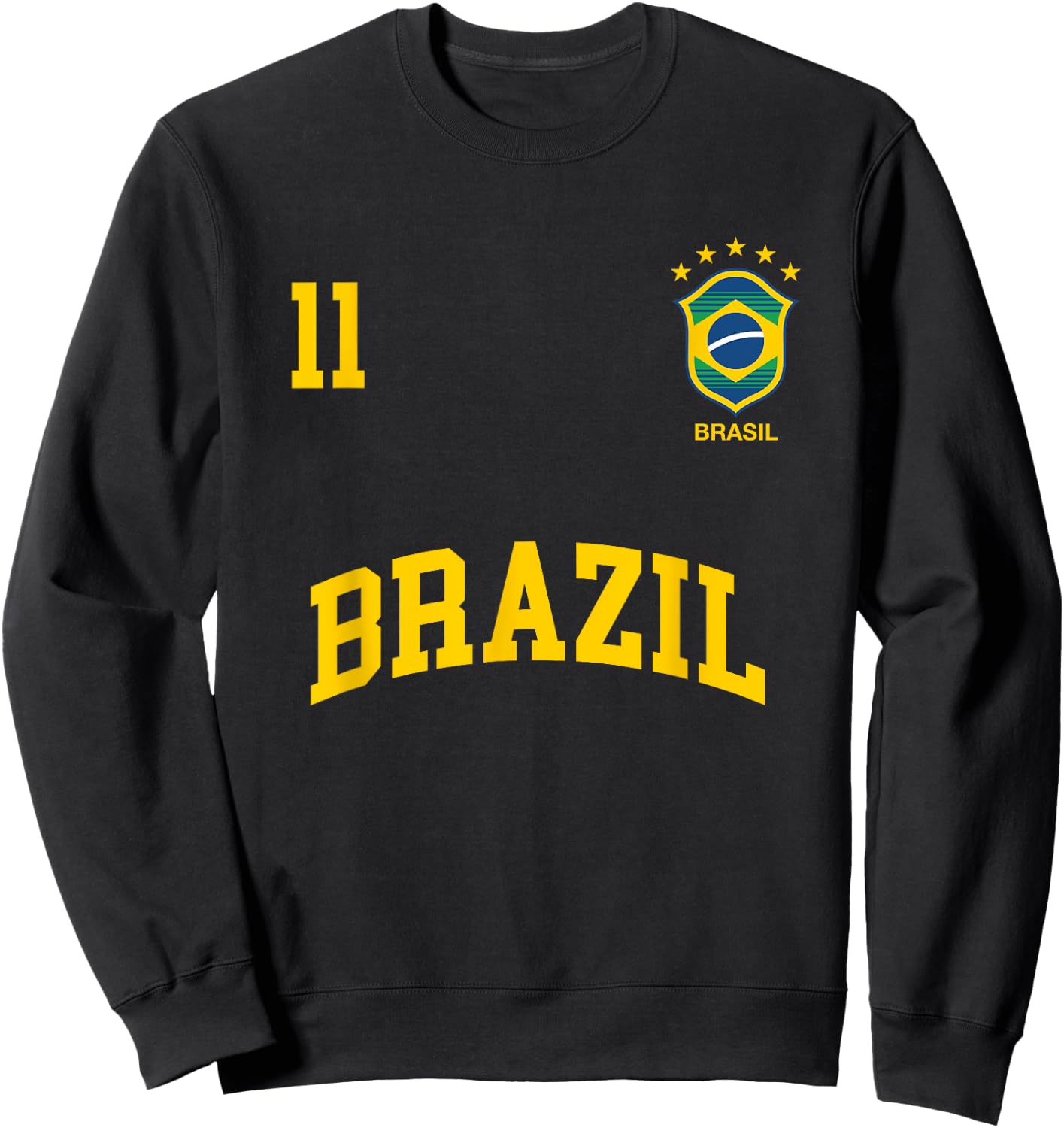 Brazil Number 11 Brazilian Soccer Team Sports Shirt Sweatshirt - Sweatshirt | Black