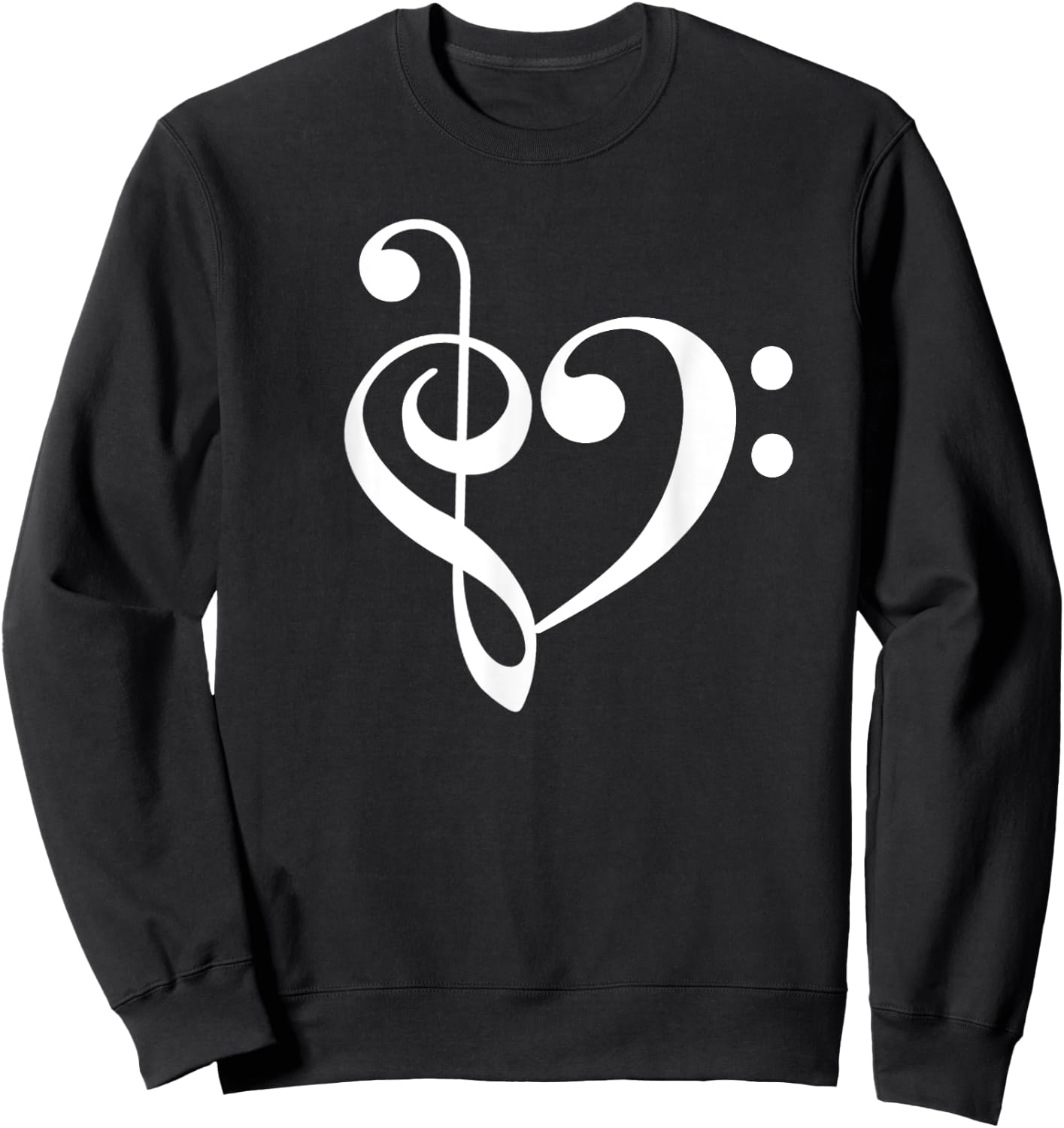 Treble Bass Clef Heart Music Love Orch Dork Band Nerd Sweatshirt - Sweatshirt | Black