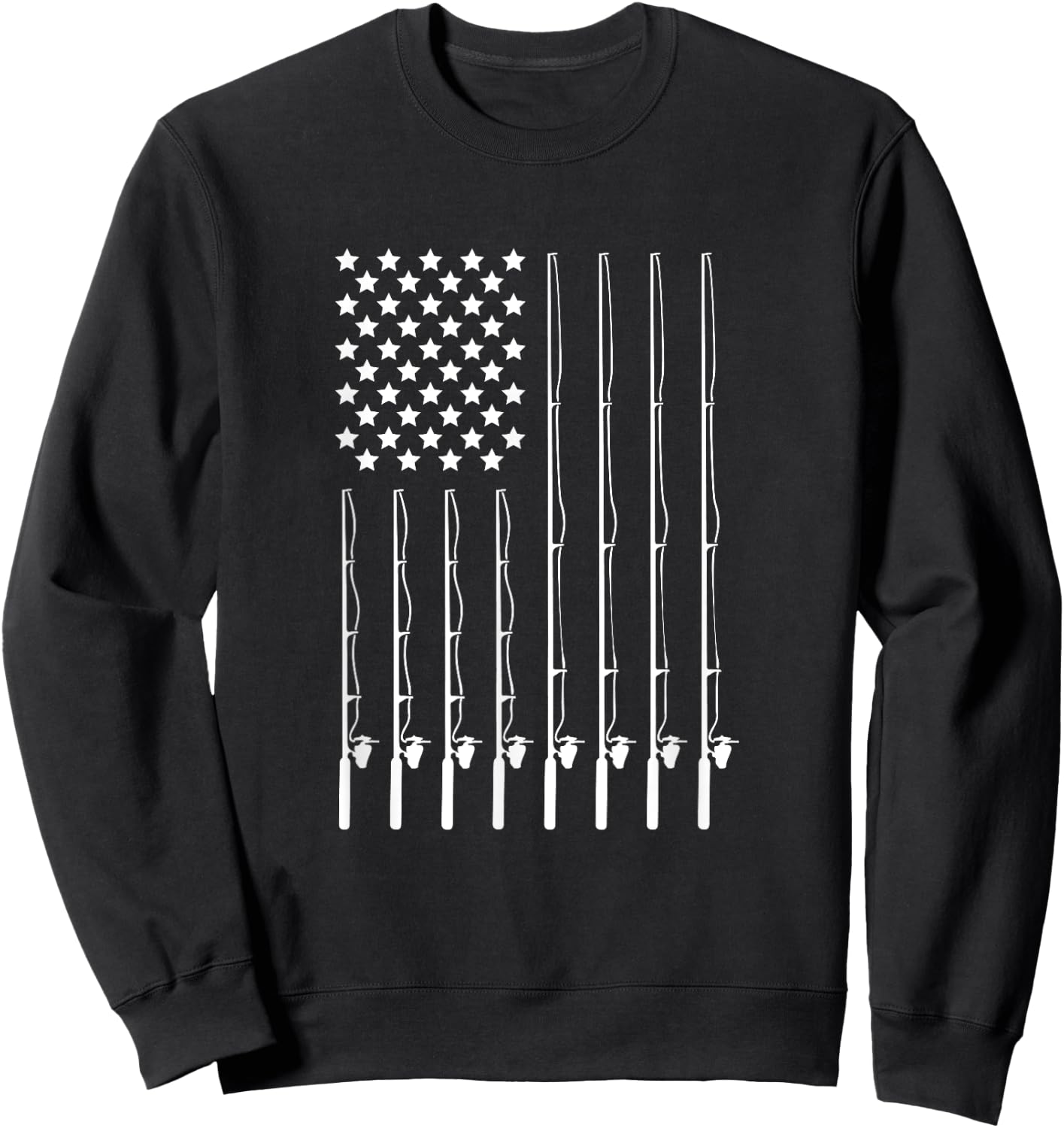Proud Fishing Teez Women's Fishing Patriotic American Flag , Black, Small Sweatshirt - Sweatshirt | Black