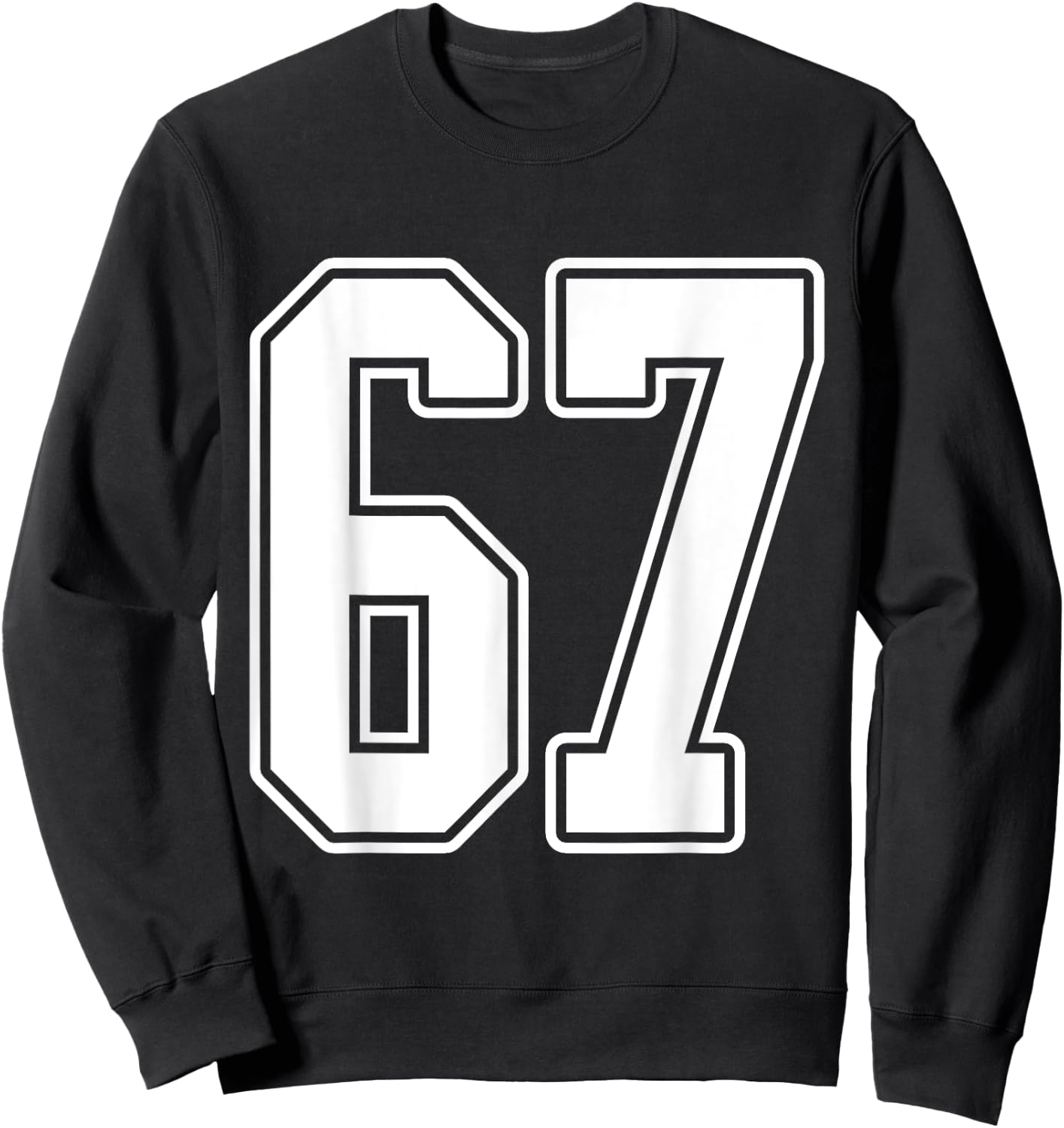 #67 White Outline Number 67 Sports Fan Jersey Style Sweatshirt - Sweatshirt | Black