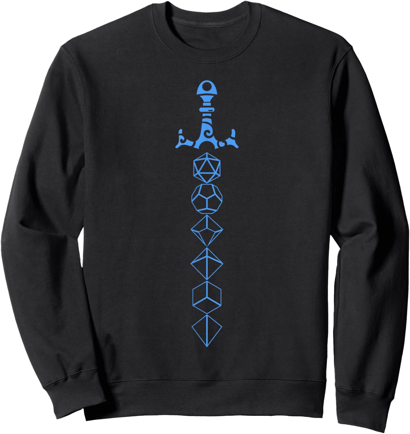 Nerdy Polyhedral Dice Sword D20 Dice Set Collector Sweatshirt - Sweatshirt | Black