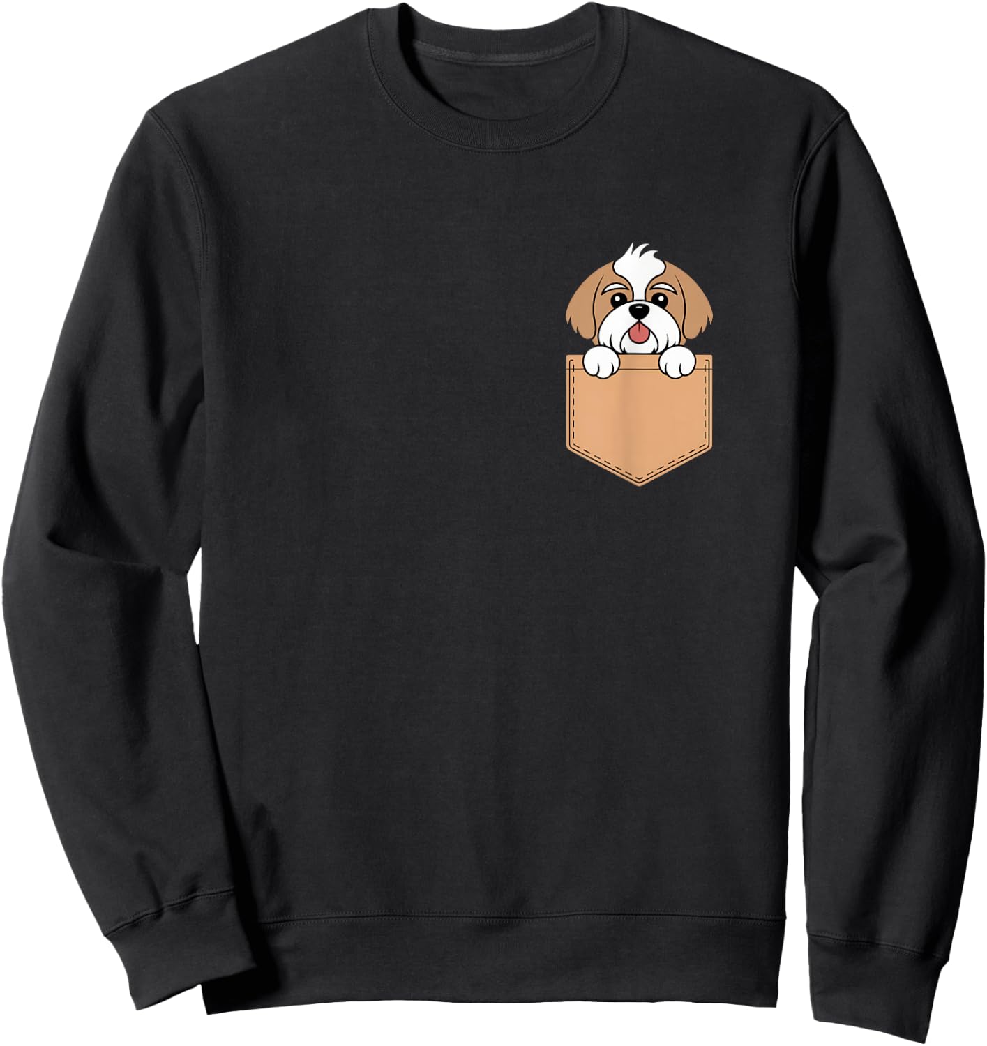 Shih Tzu In Pocket Dog Owner Cute Puppy Lover Sweatshirt - Sweatshirt | Black
