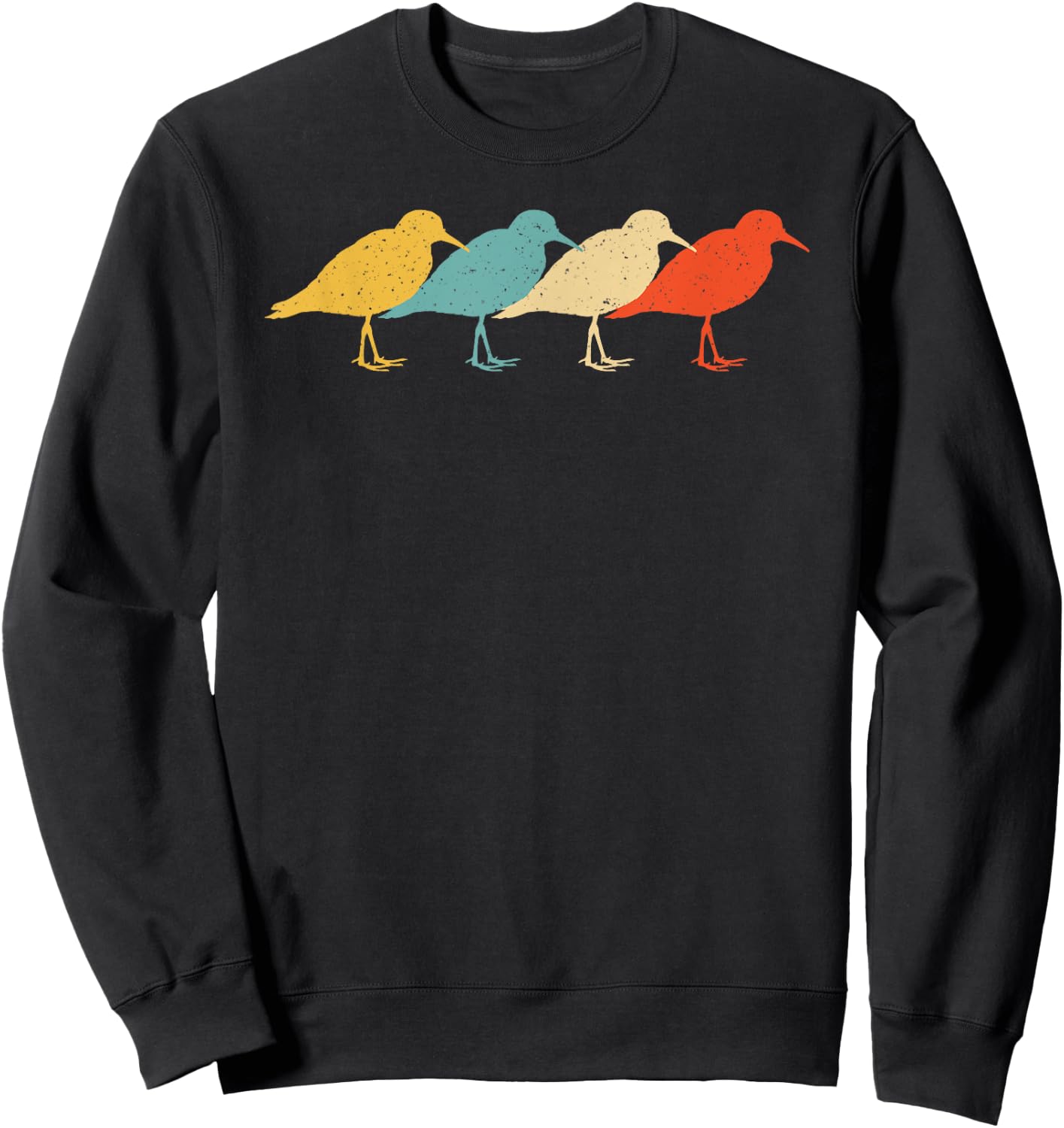 Dunlin Vintage Retro Sandpiper Bird Wader Lover 60s 70s Gift Sweatshirt - Sweatshirt | Black