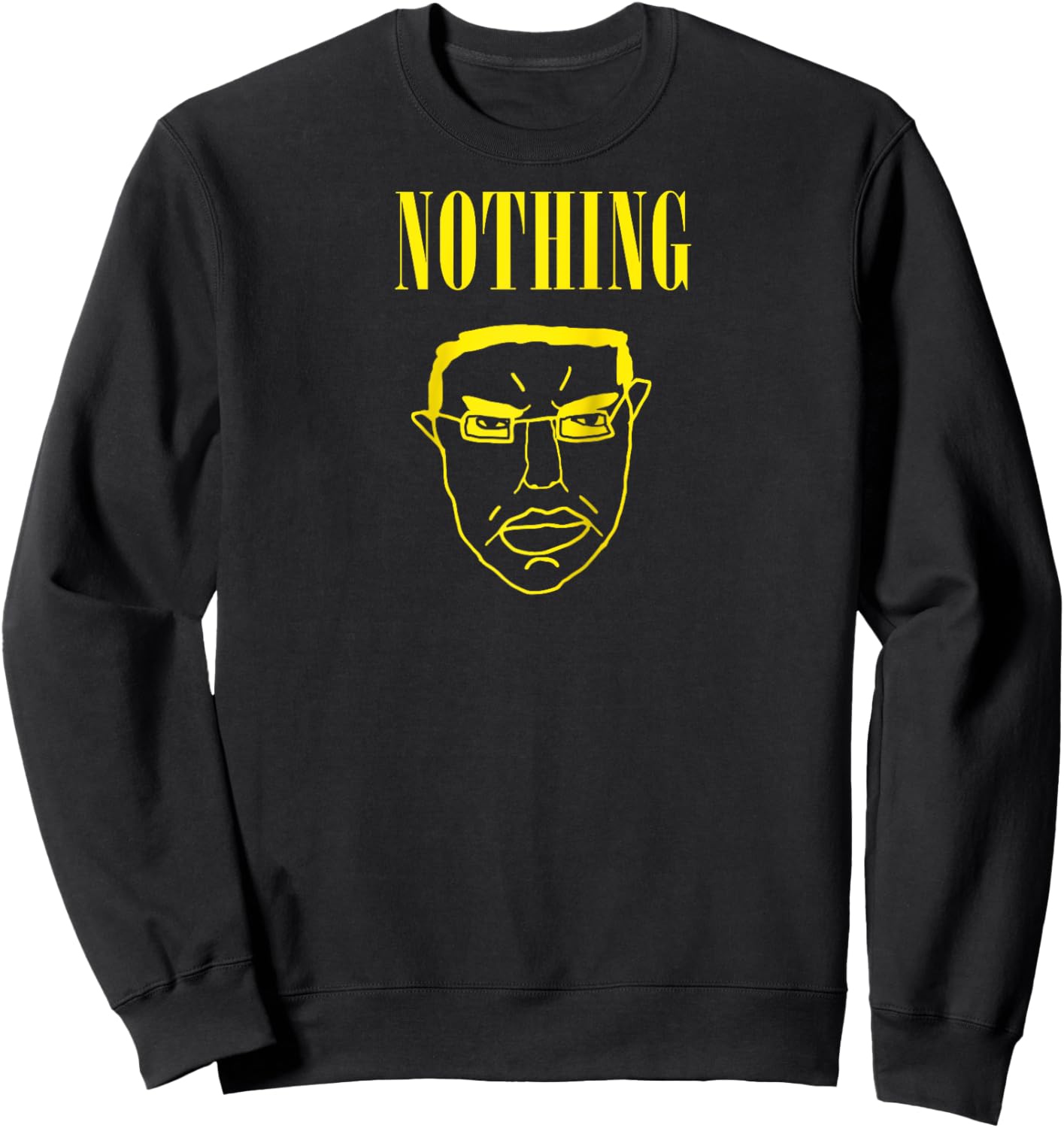 Nothing Ever Happens Chud Meme Wojak Raglan Baseball Sweatshirt - Sweatshirt | Black