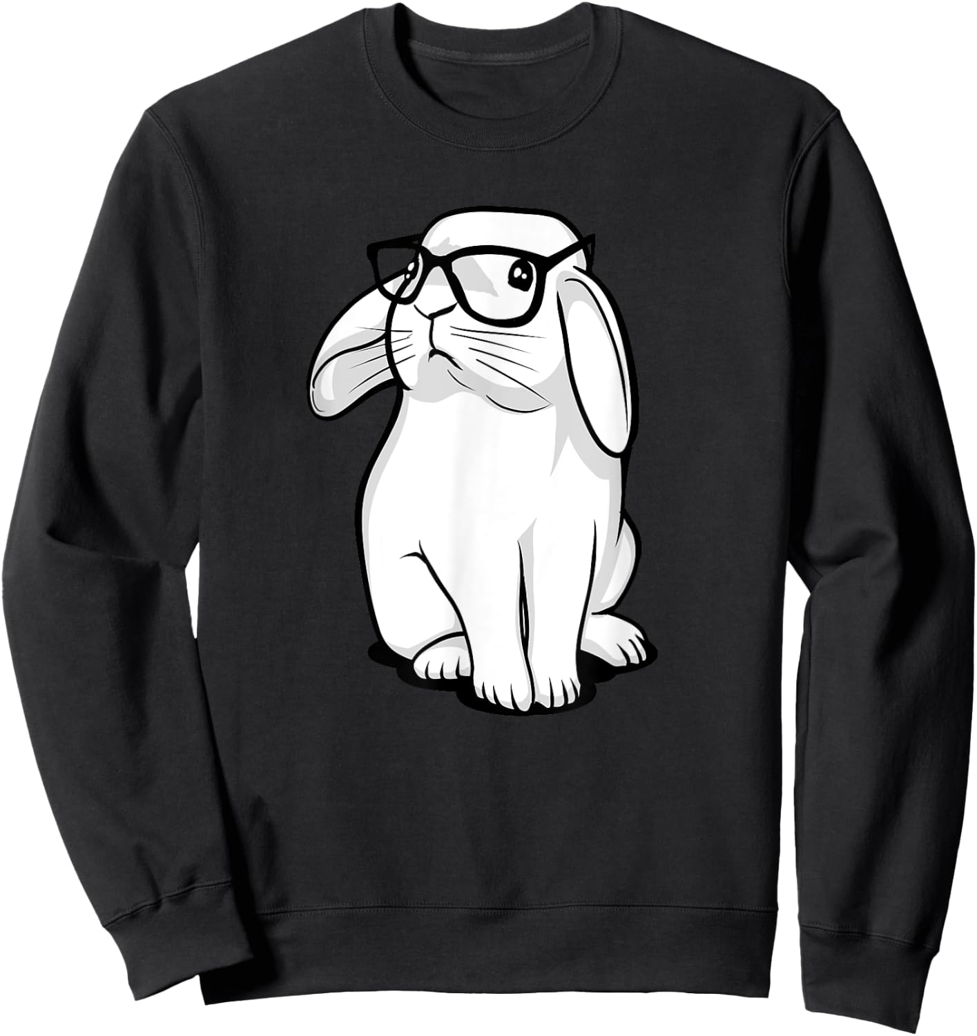 Rabbit Nerdy Geek Bunny With Glasses Kids Girls Boys Sweatshirt - Sweatshirt | Black