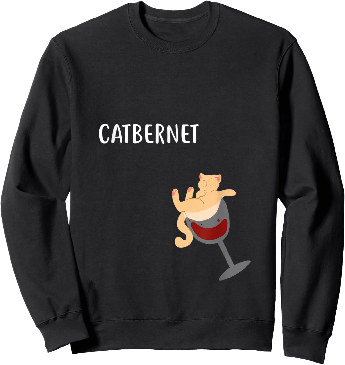 Cat In Wine Glass Shirt Catbernet Gift Men Women Sweatshirt - Sweatshirt | Black