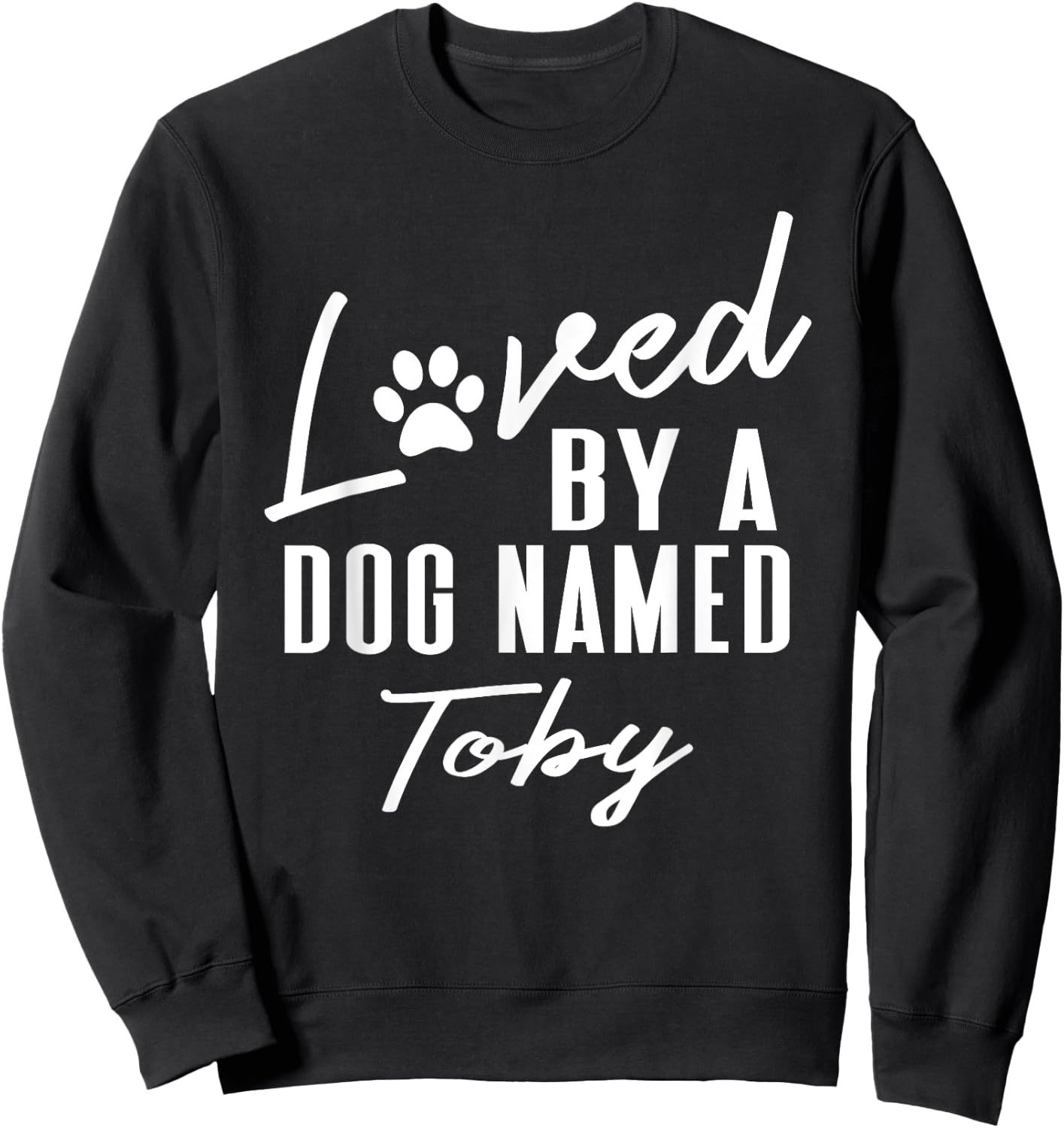 Personalized Dog Name Toby Gift - Pet Lover Paw Print Sweatshirt - Sweatshirt | Black