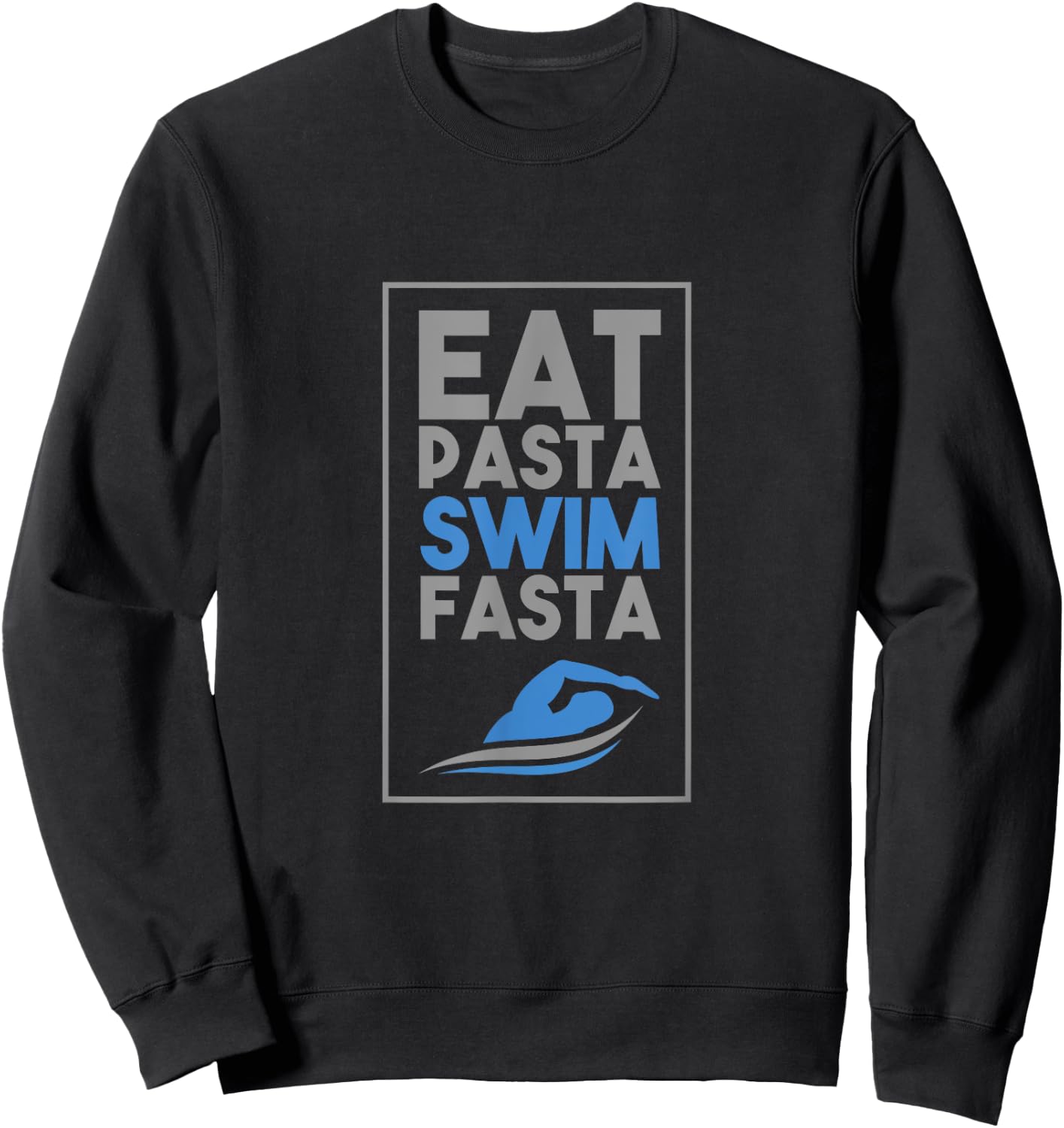 UAB KIDKIS Kids Black Small Classic Fit Modern Short Sleeve Pasta Swim Fasta Funny Swimmer Swimming Gift Sweatshirt - Sweatshirt | Black