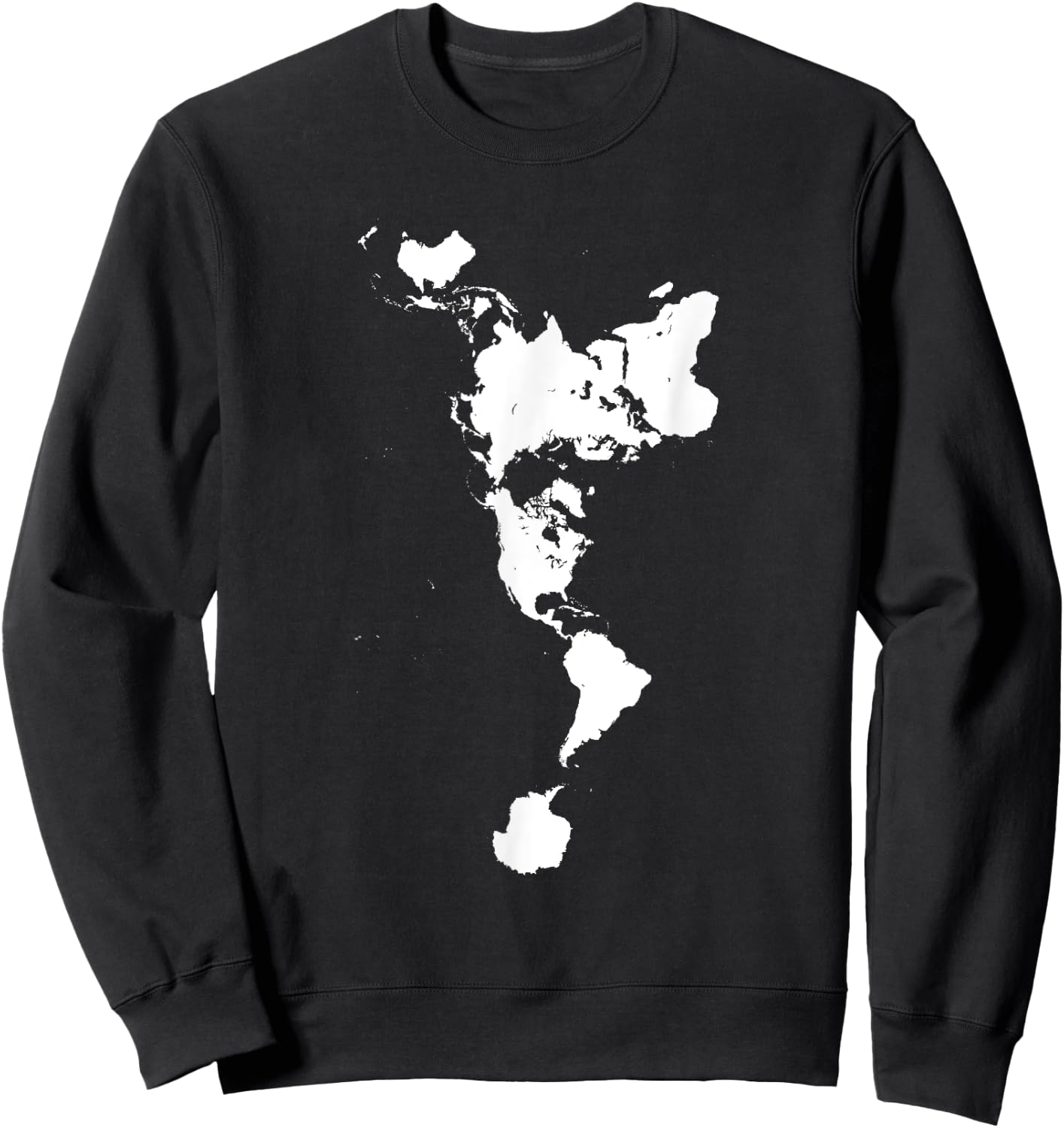 White Dymaxion World Map Alternative Projection Sweatshirt - Sweatshirt | Black