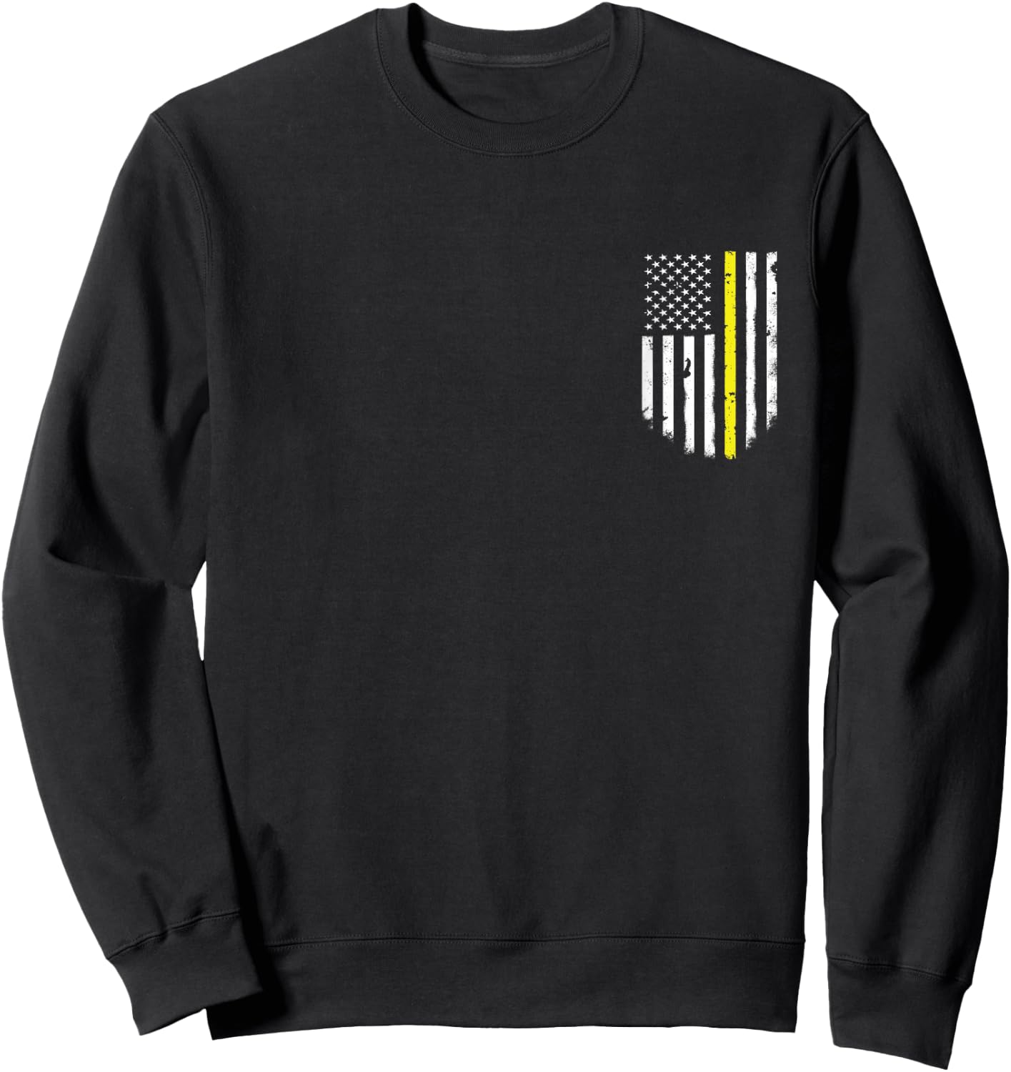 Thin Yellow Line American Flag Pocket Vintage Sweatshirt - Sweatshirt | Black