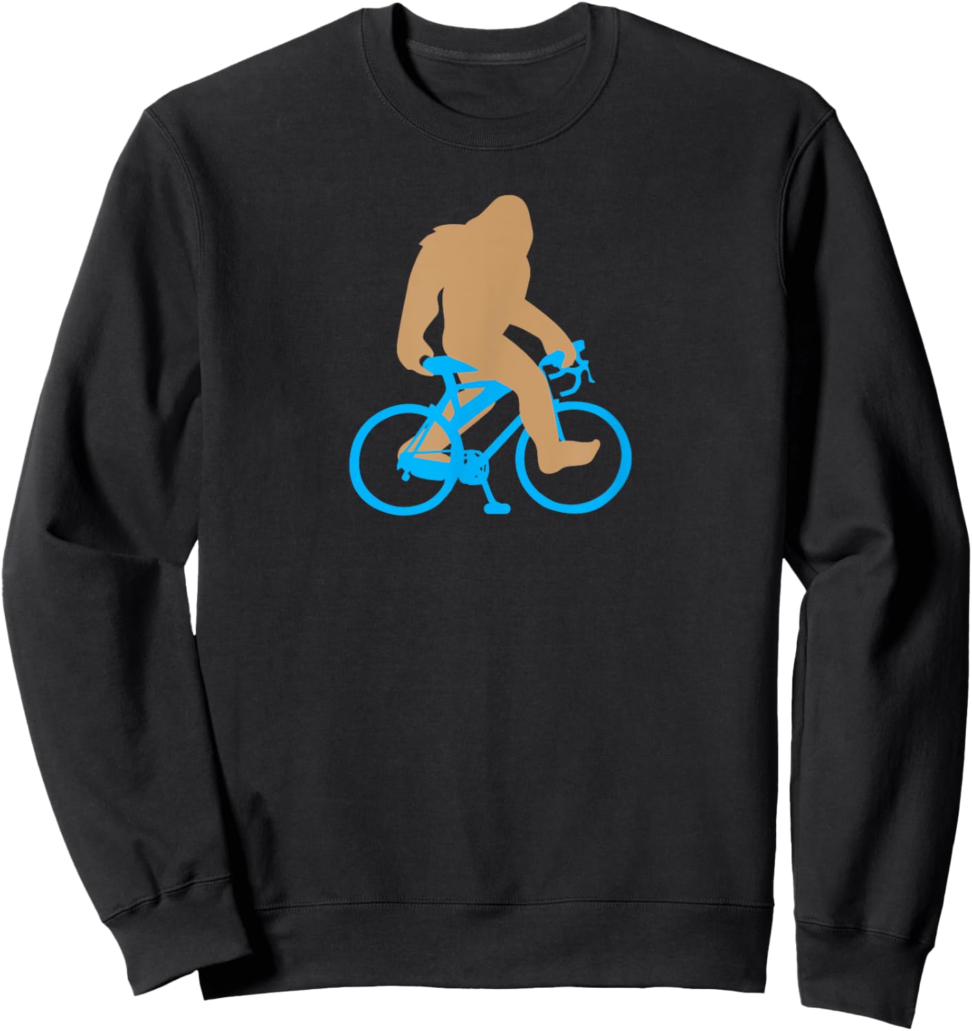 Bigfoot Riding Bicycle Shirt, Funny Cute Sasquatch Bike Gift Sweatshirt - Sweatshirt | Black