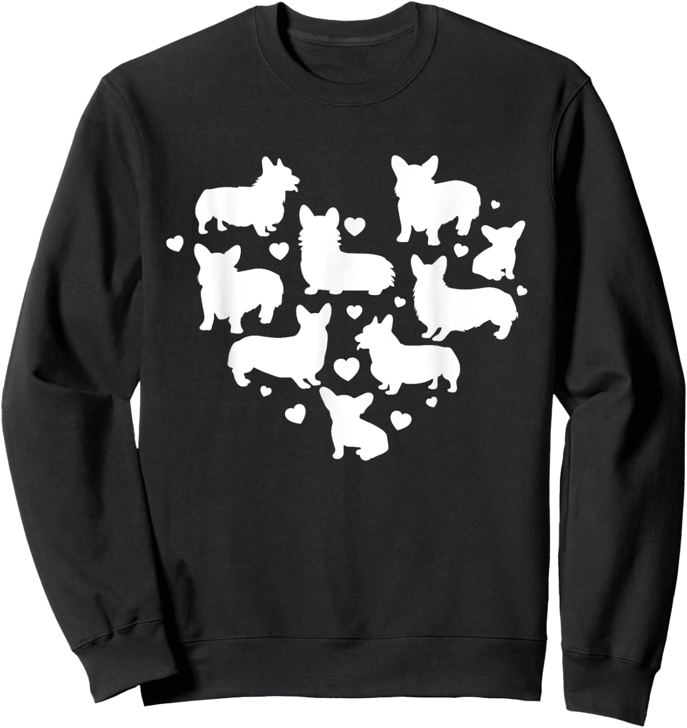 Corgi Valentines Day Shirt Cute Dog Heart Lover Mom Gift Women Sweatshirt - Sweatshirt | Black