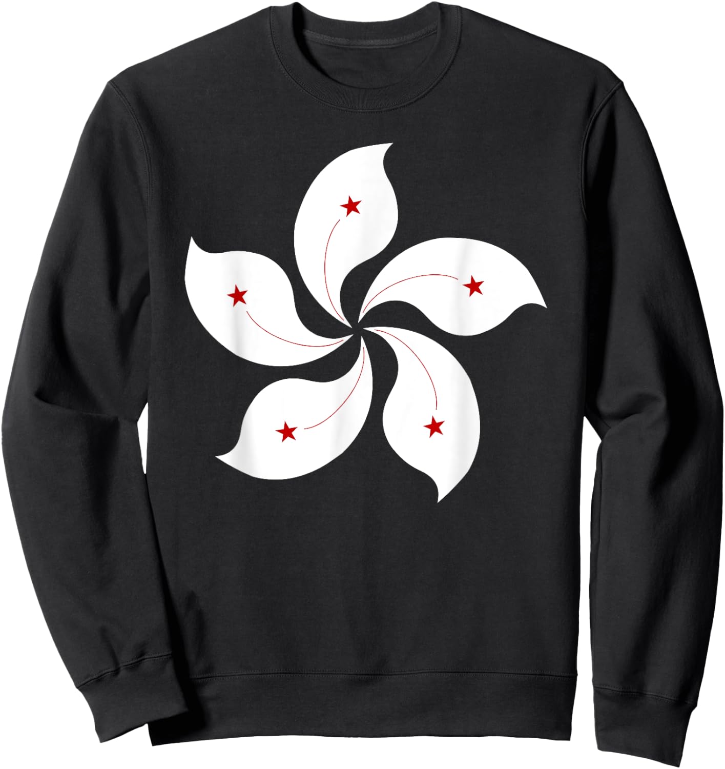 Hong Kong Flag Five Petal Orchid Flower Graphic Men Women Sweatshirt - Sweatshirt | Black