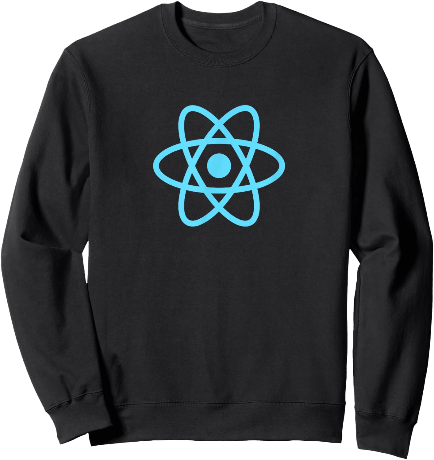 ReactJS Official Logo JavaScript Framework - Men's Adult Black Small Classic Fit Short Sleeve Collarless Sweatshirt - Sweatshirt | Black