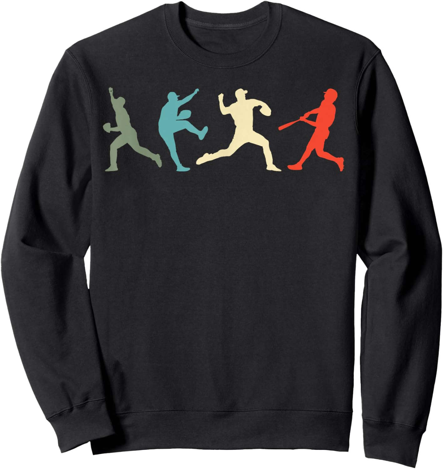 Baseball Vintage Catcher Pitcher Batter Sweatshirt - Sweatshirt | Black