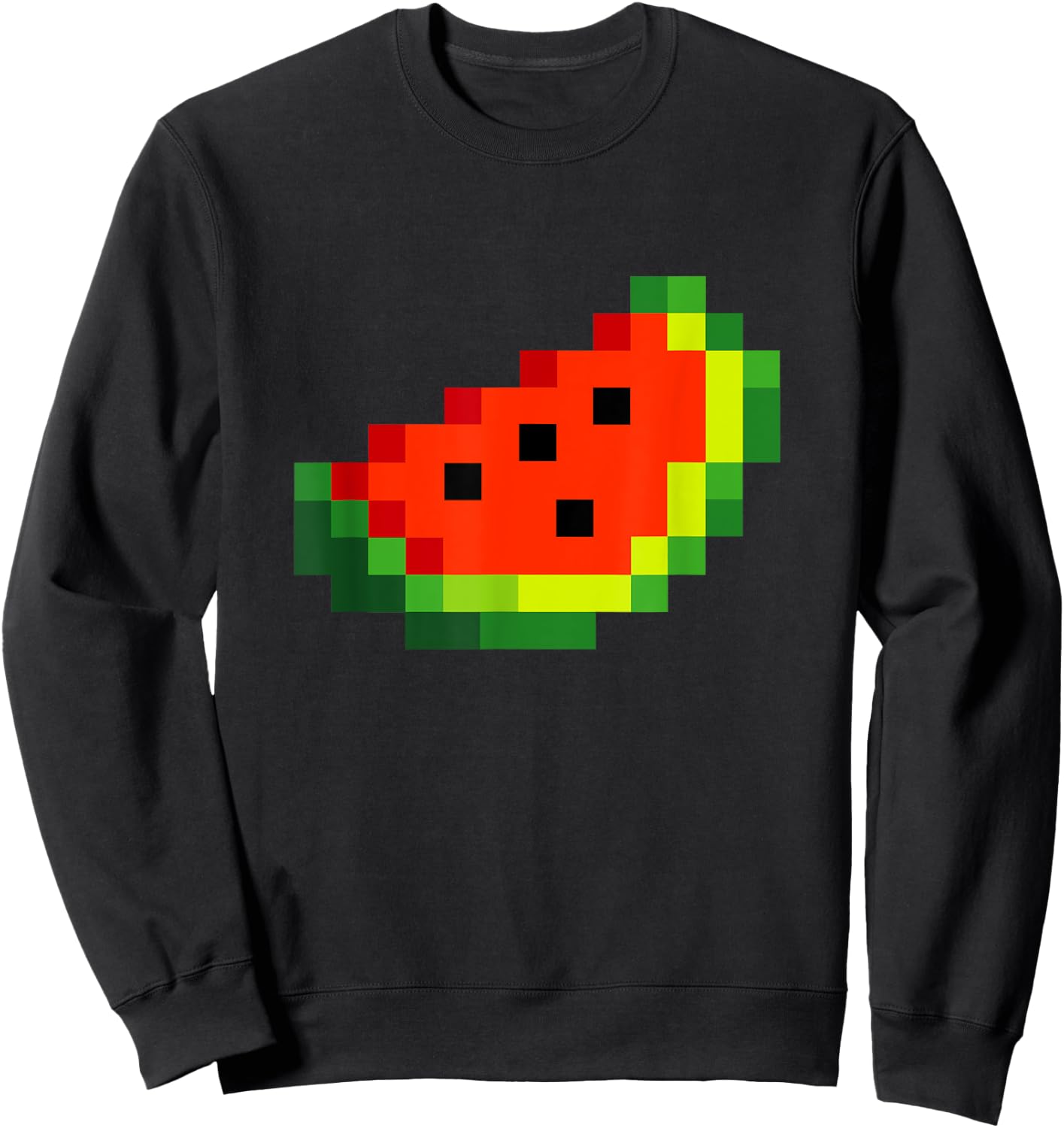 Funny Pixel Watermelon - Retro 8-Bit Arcade Gamer Fruit Sweatshirt - Sweatshirt | Black