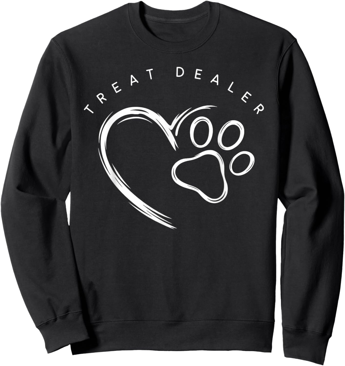 Treat Dealer Dog Lover Cute Paw Print -Adult Black Small Sweatshirt - Sweatshirt | Black
