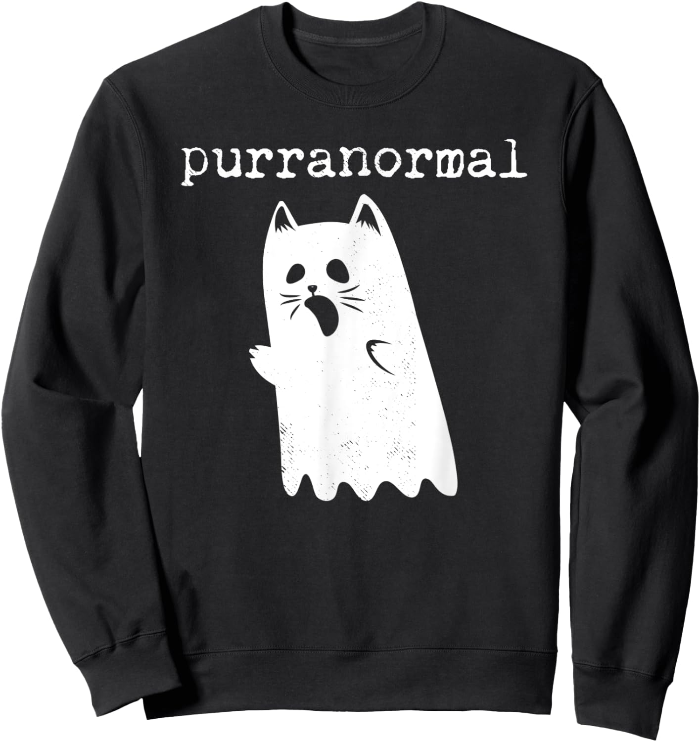 Purranormal Funny Cat Halloween T Shirt Paranormal Ghost Women Kids Sweatshirt - Sweatshirt | Black